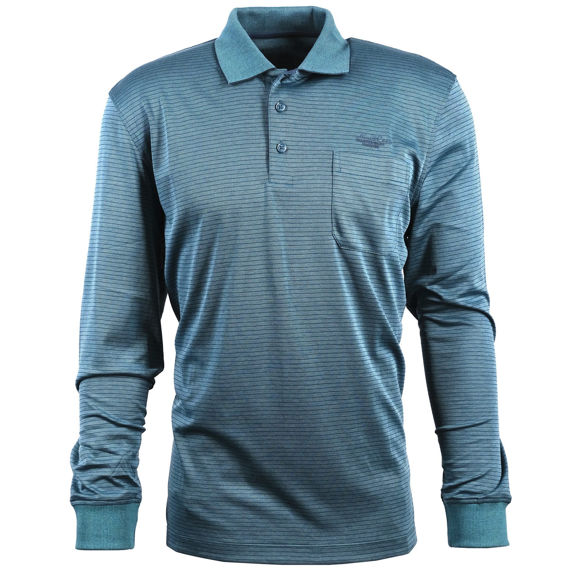 Mode Monte Carlo Langarm-Poloshirt Polo-Shirt Knopf Langarm Jeansblau mit blau