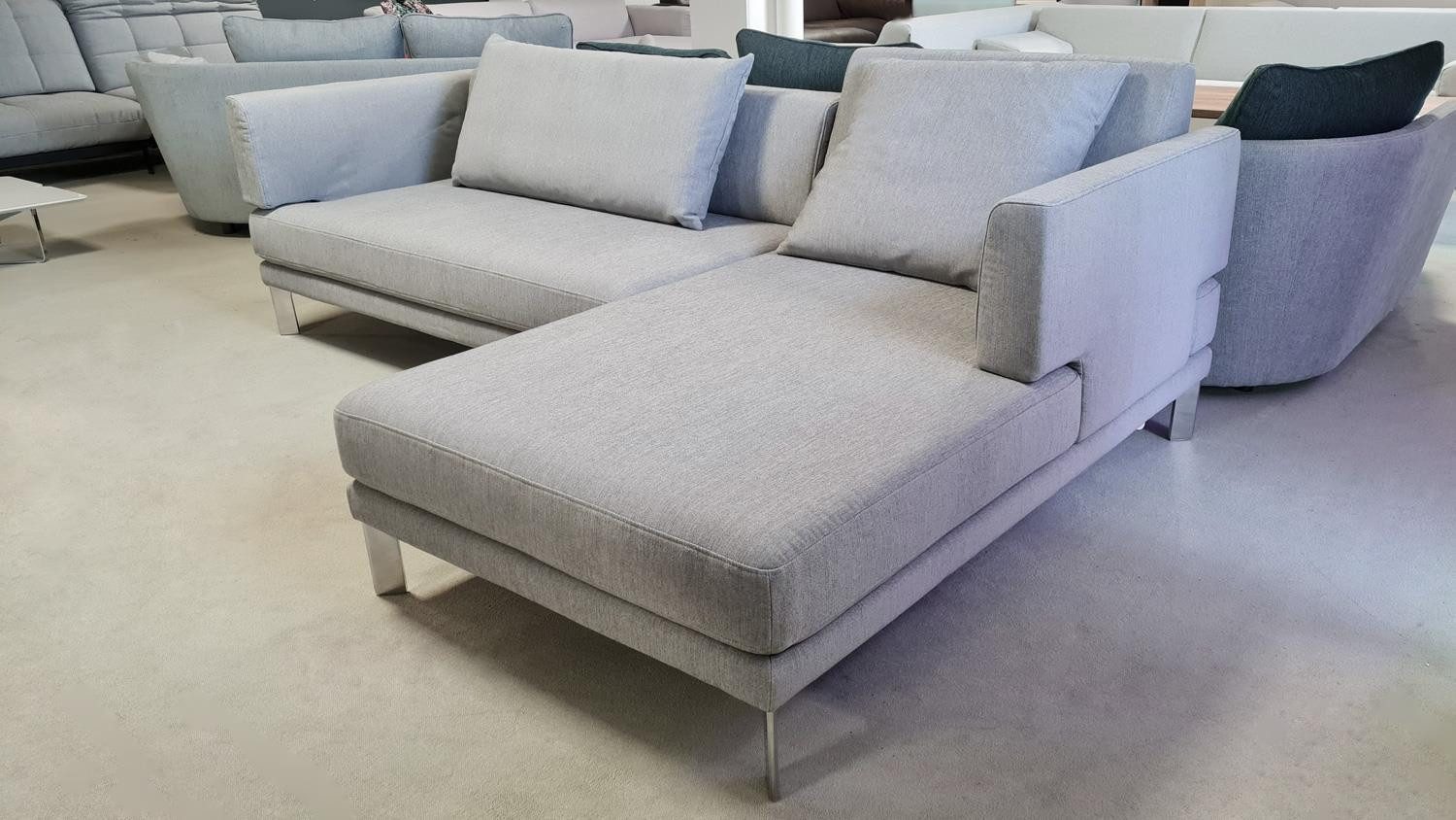 Rolf Benz Ecksofa Ecksofa SENTO 344 Rolf Benz Recamiere rechts Stoff hellgrau