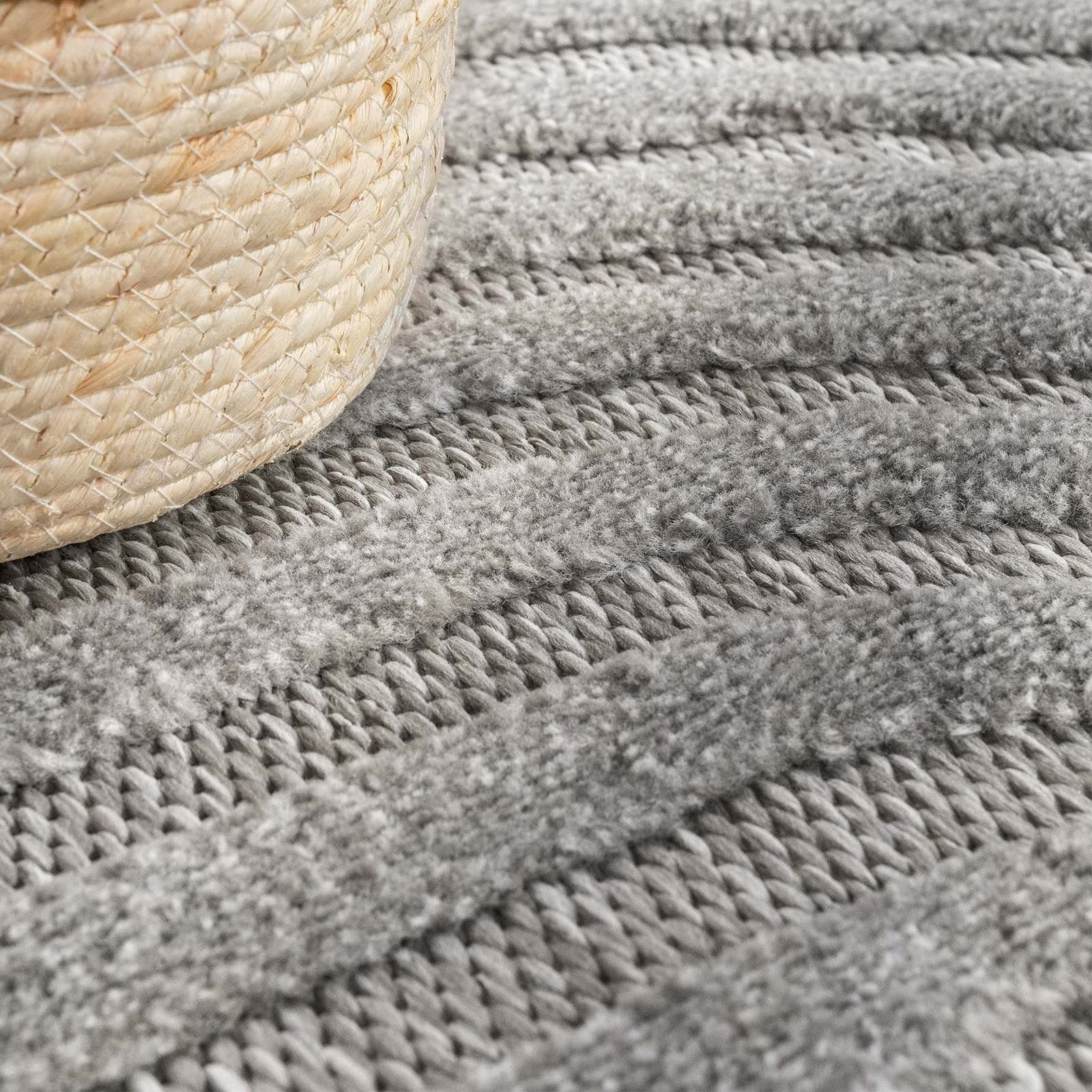 TaraCarpet Teppich Indoor und Outdoor Teppich wetterfest Barcelona Wave Boho Style, rechteckig, Höhe: 10 mm, Wave Boho grau Wohnzimmer Schlafzimmer Esszimmer 80X150