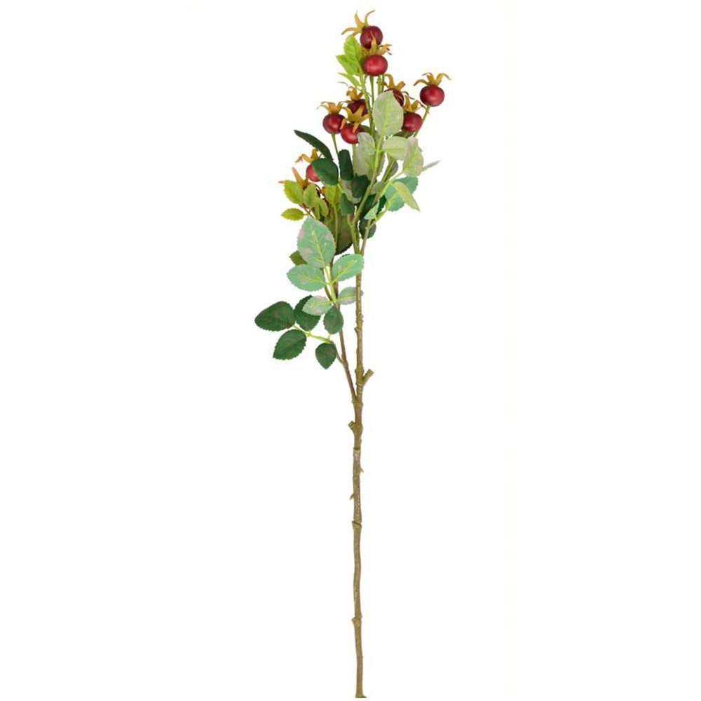 Kunstblume Kunstpflanze Hagebutte Kunstzweig rot 70x21x9 cm Hagebutten, matches21 HOME & HOBBY, Höhe 9 cm