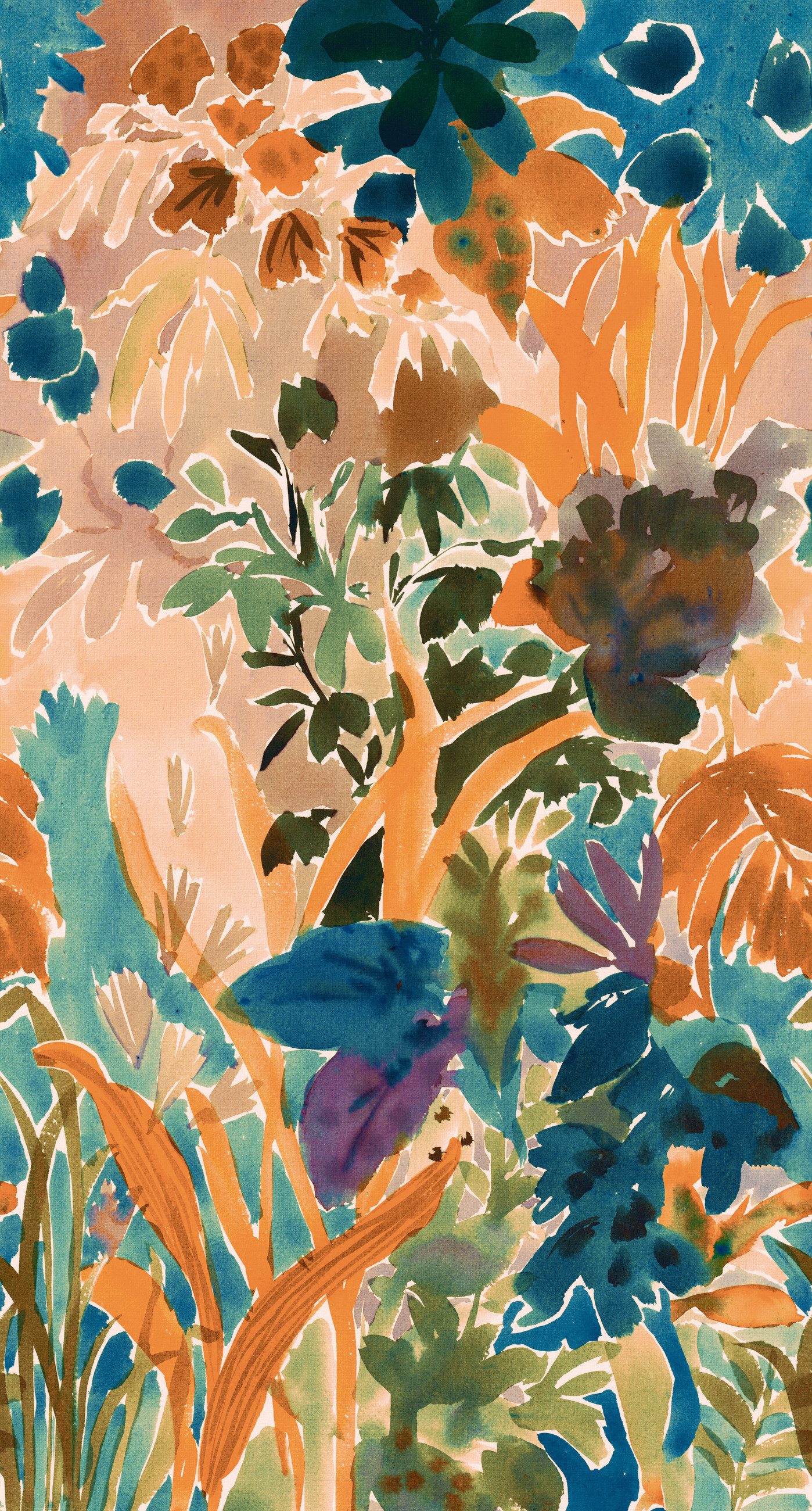 Rasch Fototapete Blumen in Orange, Roomblush Honey RB460 - 2,80m x 1,59m, glatt, floral, botanisch, geblümt, (1 St), Abstrakte Blumenvielfalt