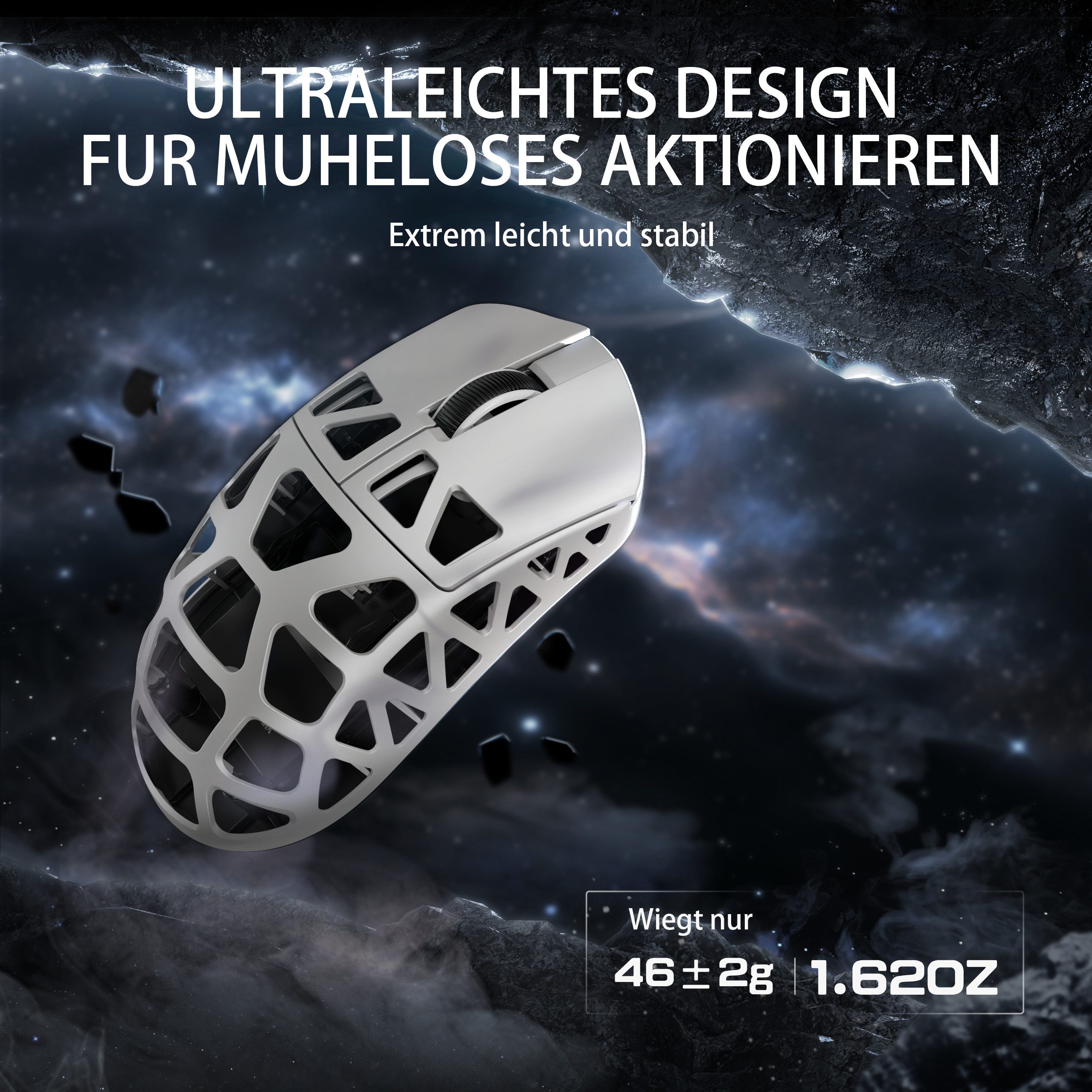 ATTACK SHARK R3 Kabellose Gaming-Maus aus Magnesiumlegierung, 8kHz, 48g Gaming-Maus (2.4G, Bluetooth, USB-C, 26000 dpi, PAW3395-Sensor,46g,8000hz,Magnesiumlegierung)
