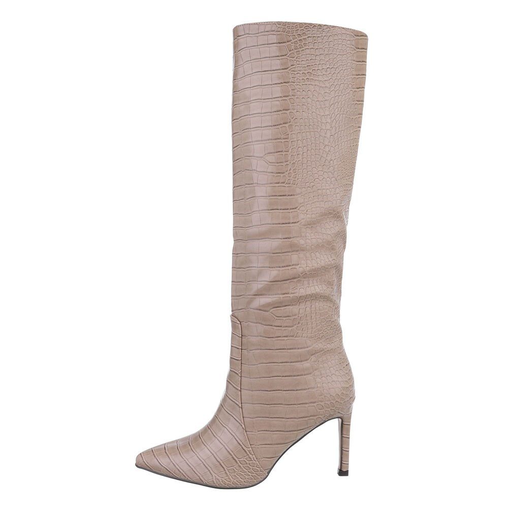 Ital-Design Damen Elegant High-Heel-Stiefel Pfennig-/Stilettoabsatz High-Heel Stiefel in Hellbraun