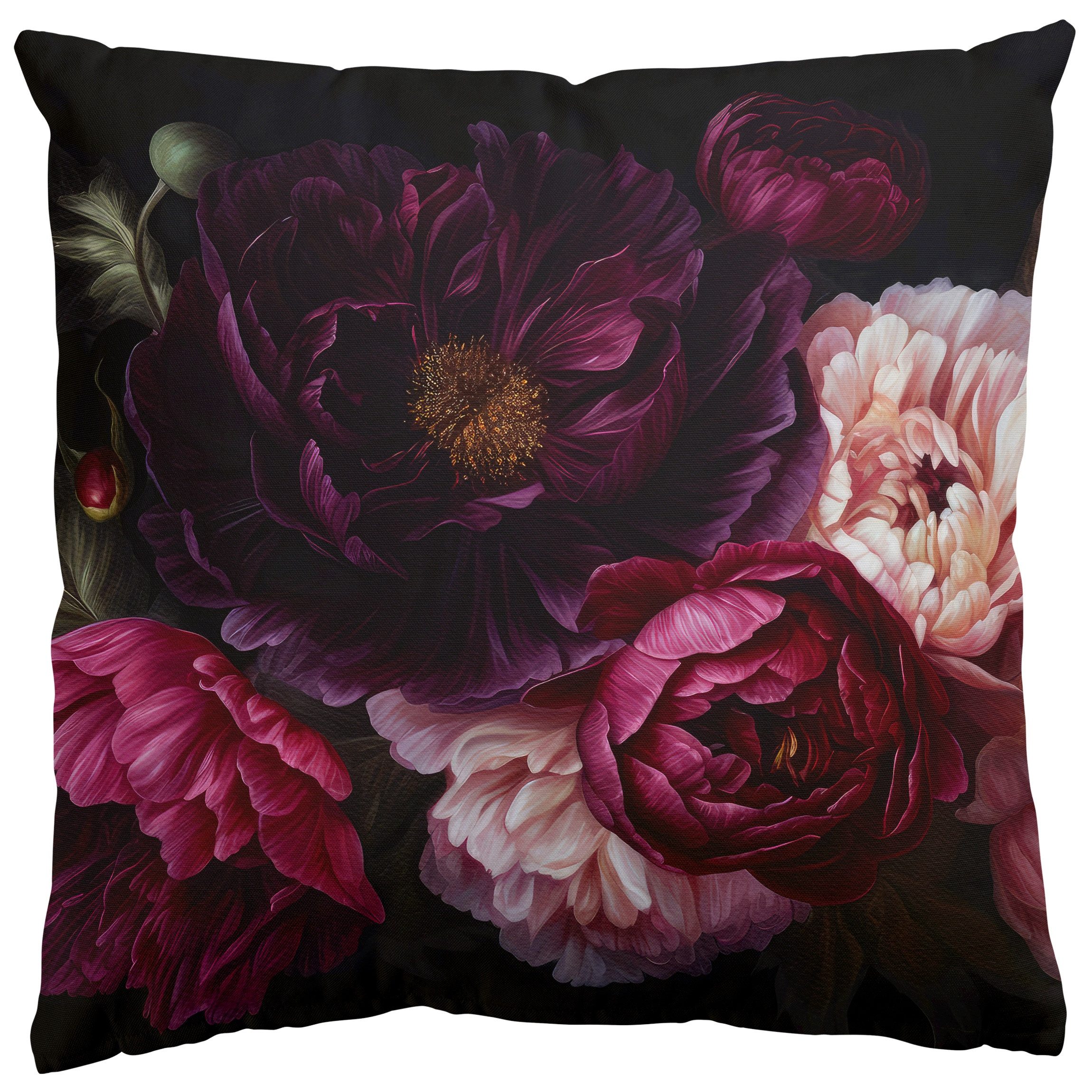 Bilderdepot24 Dekokissen drinnen / draußen Kissenhülle violett Blumen Illustration, Bezug mit / ohne Füllung Zierkissen Outdoor Sofa Bett