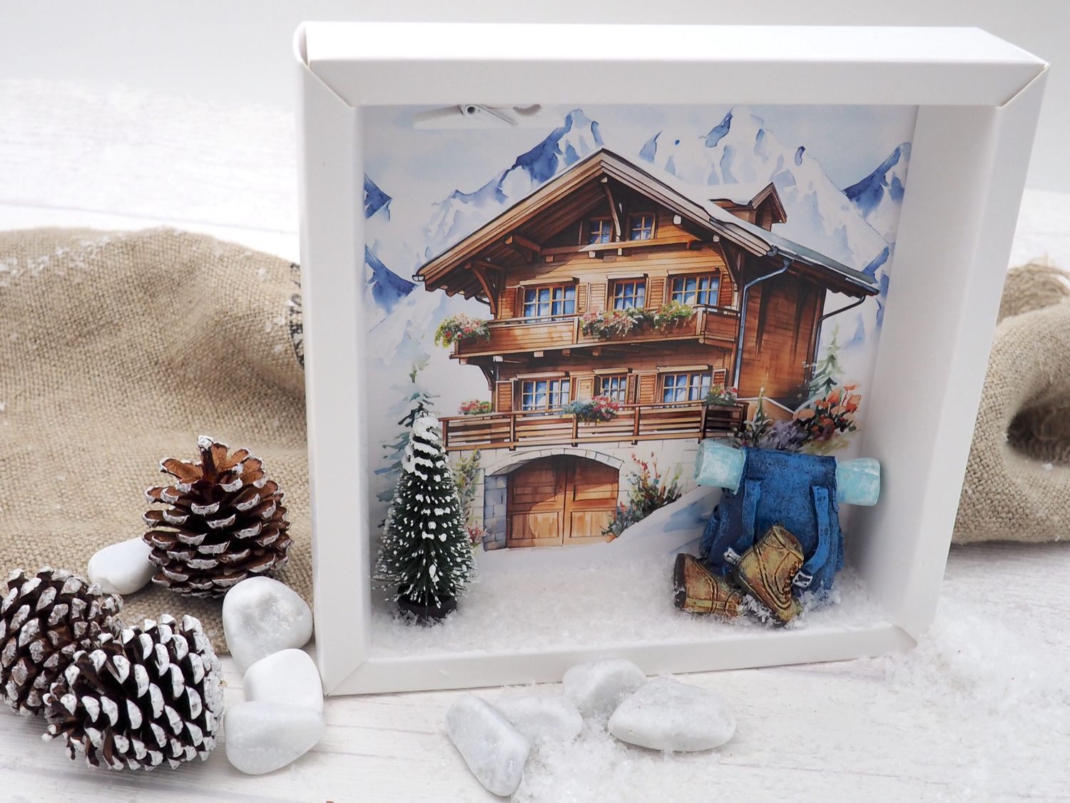 ZauberDeko Geschenkbox Geldgeschenk Wandern Schnee Winterurlaub Rucksack Reise Berghütte – Bild 3 von 5