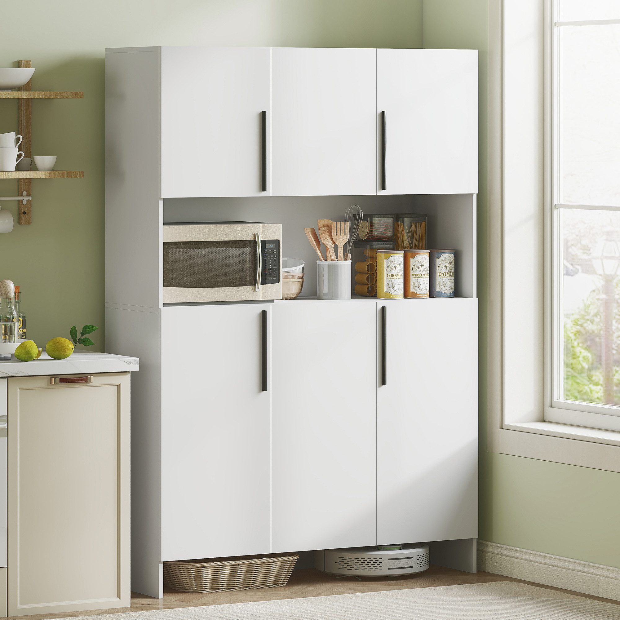 HOMCOM Küchenbuffet Küchenschrank mit Arbeitsplatte 4 günstig online kaufen