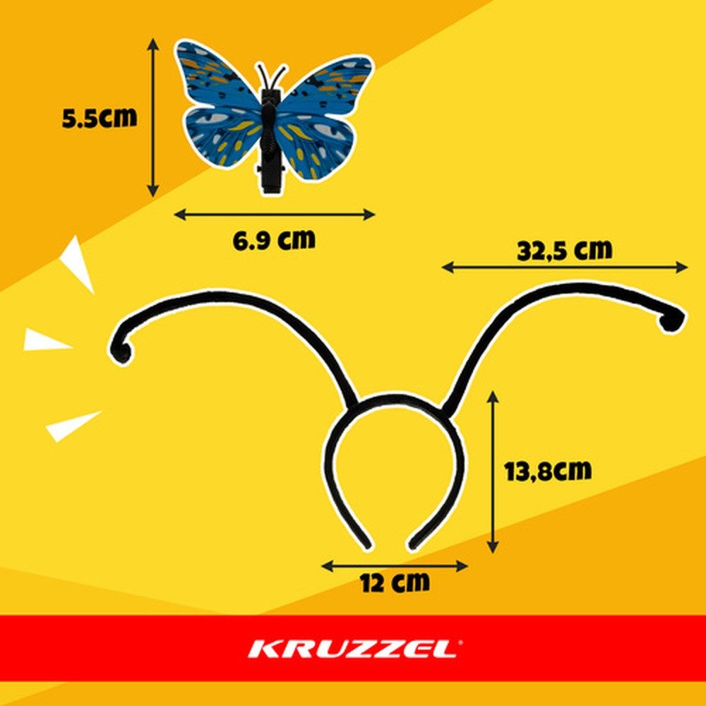 KRUZZEL Kostüm-Flügel Schmetterlingskostüm Kinderkostüm, Komplettset mit Flügeln, Stirnband, Maske und Haarspangen