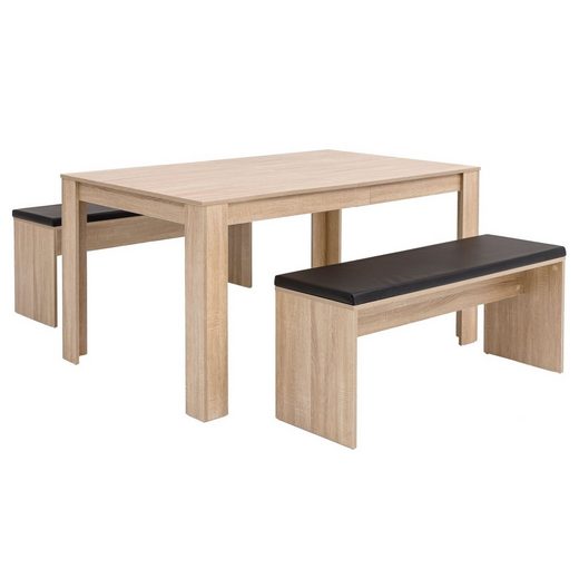 FINEBUY Esstisch »FB51797«, Esszimmer-Set Sonoma Eiche Esstisch mit 2