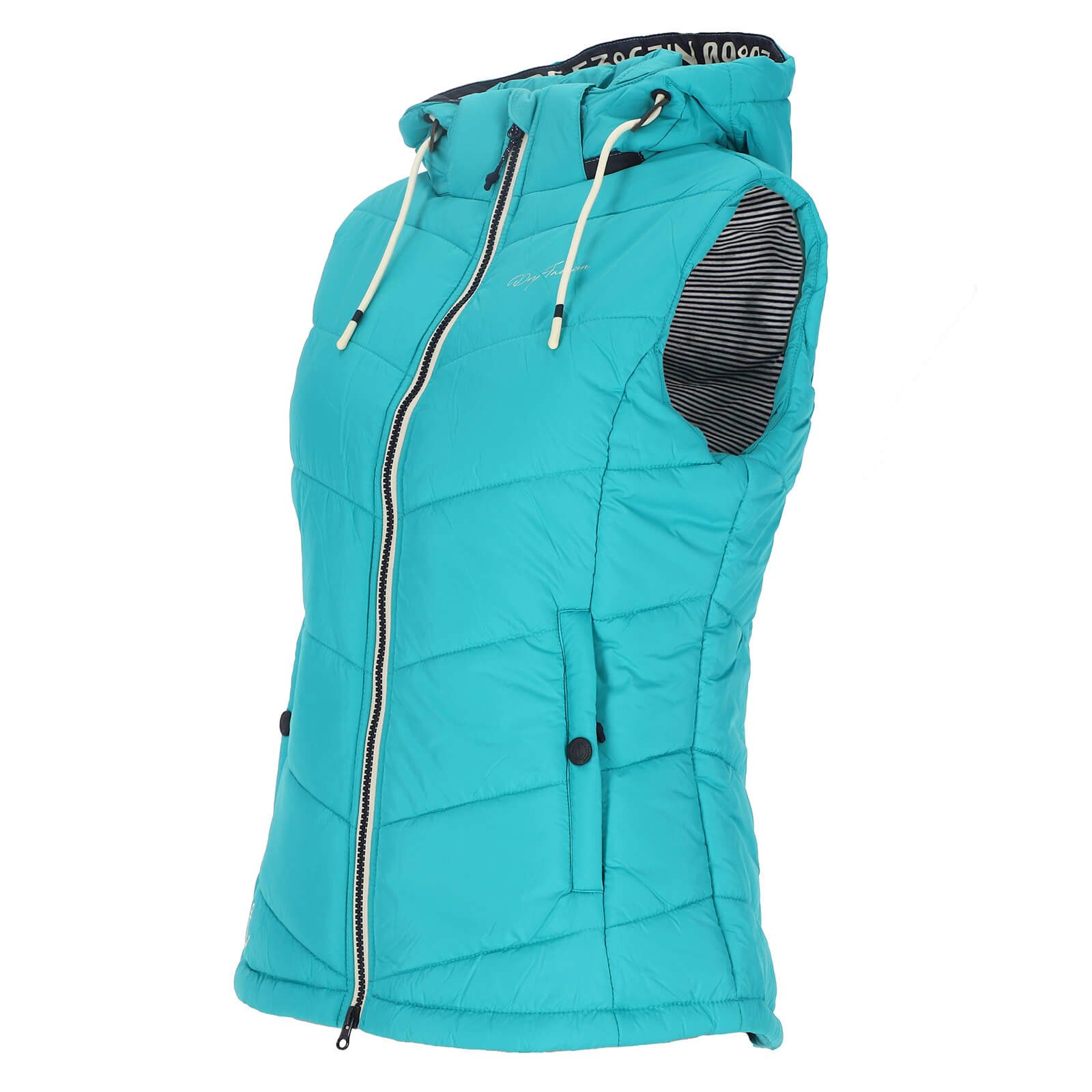 Dry Fashion Steppweste Rügen Damen Weste gesteppt Kapuze - Outdoor Damenweste Windabweisend Kapuze verstellbar & abnehmbar, 2-Wege-Reißverschluss, Seitentaschen
