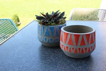 Cosy Home Ideas Übertopf Pflanztopf Keramik blau geometrisches Muster Übertopf (1 Stück, 1 St., 1x Pflanztopf), passend für Küchenkräuter als Übertopf