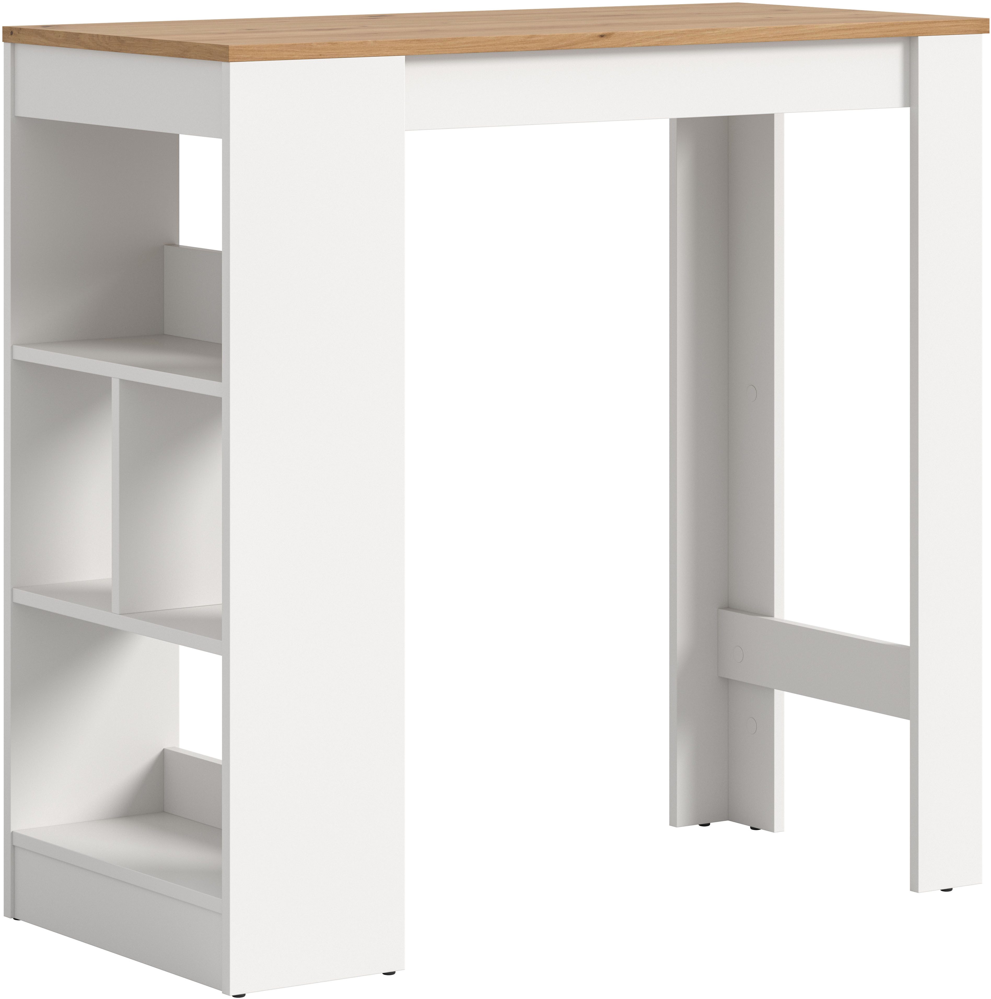 OTTO home Bartisch NORDBY, Breite x Höhe: 105 x 103cm, 4 offene Fächer (individuell einsetzbar, in Landhaus Optik), Esstisch, Stehtisch, Tresentisch, Bistrotisch, Küchentisch