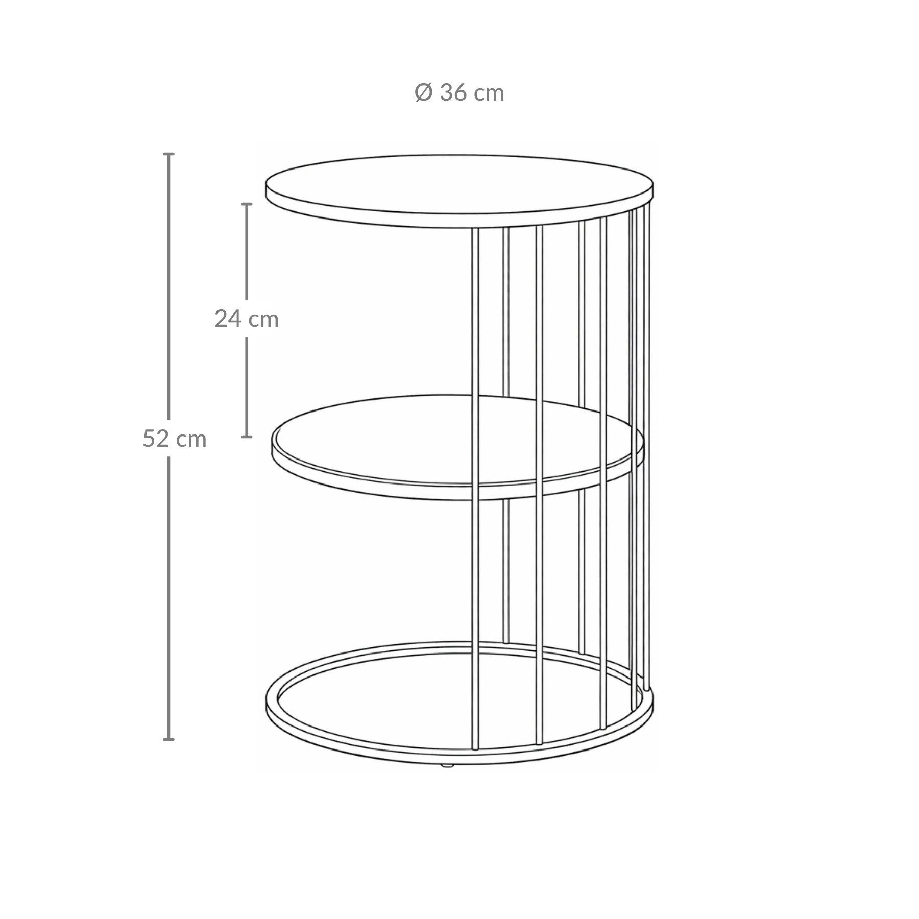 SCENA LIVING Couchtisch Runder Couchtisch RODA aus Metall, mit Ablage, Ø 52 cm – Bild 5 von 5