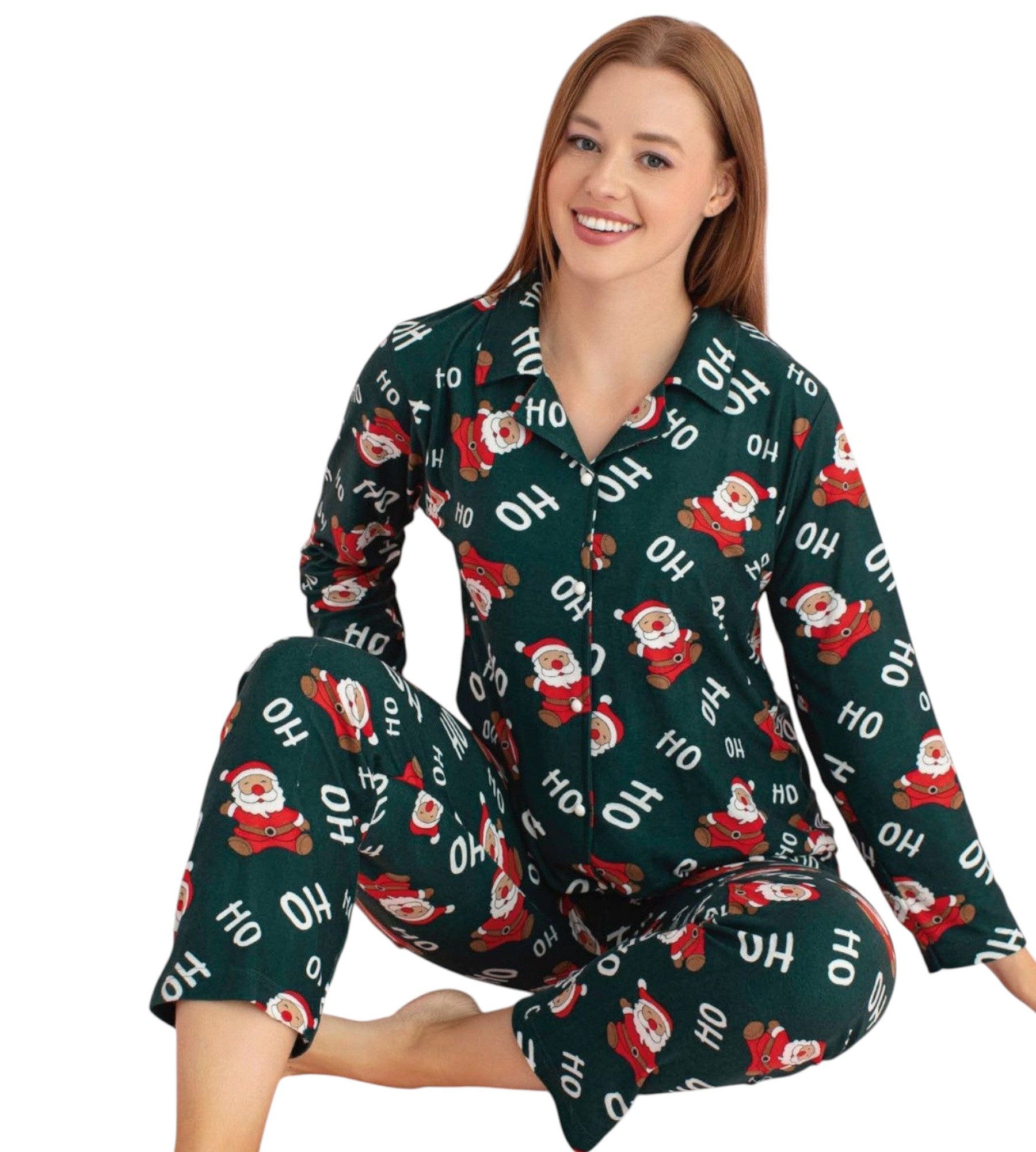 fashionshowcase Pyjama Damen Weihnachts-Schlafanzug Winter Hausanzug Santa günstig online kaufen