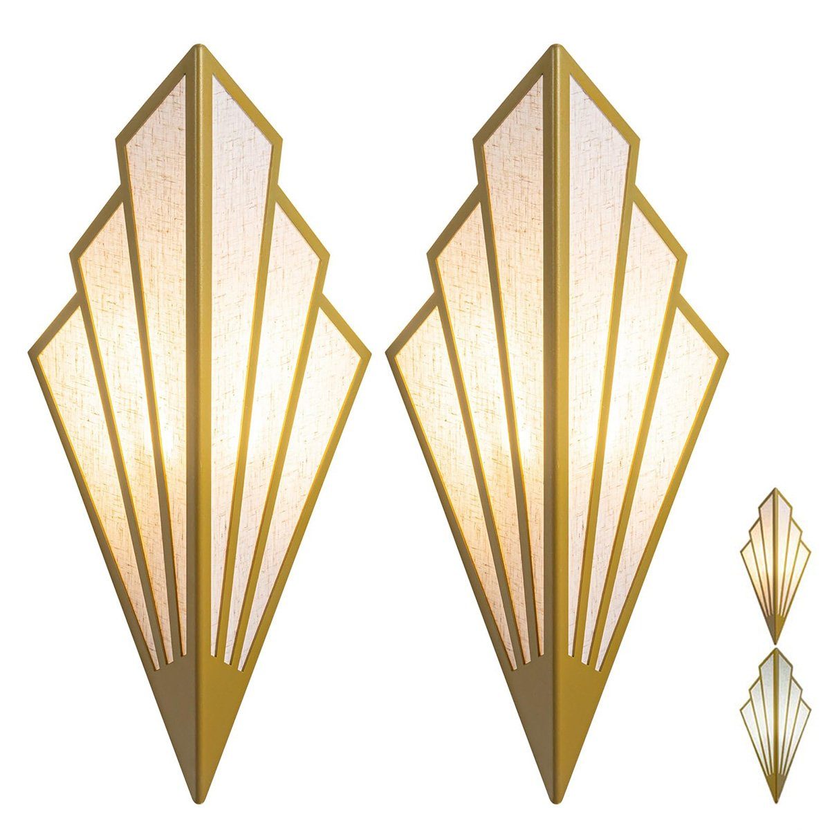 DOPWii Wandleuchte 2 Stück led Wandlampen, fächerförmig geeignet für Korridor Gang Gold