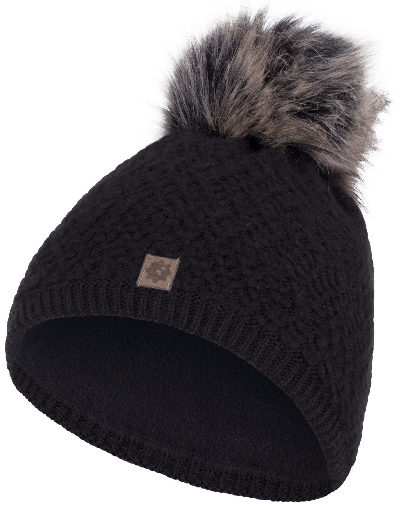 compagno Bommelmütze (1-St) Wintermütze Beanie Strickmütze Damen Herren Mütze Winter schwarz | Strickmützen