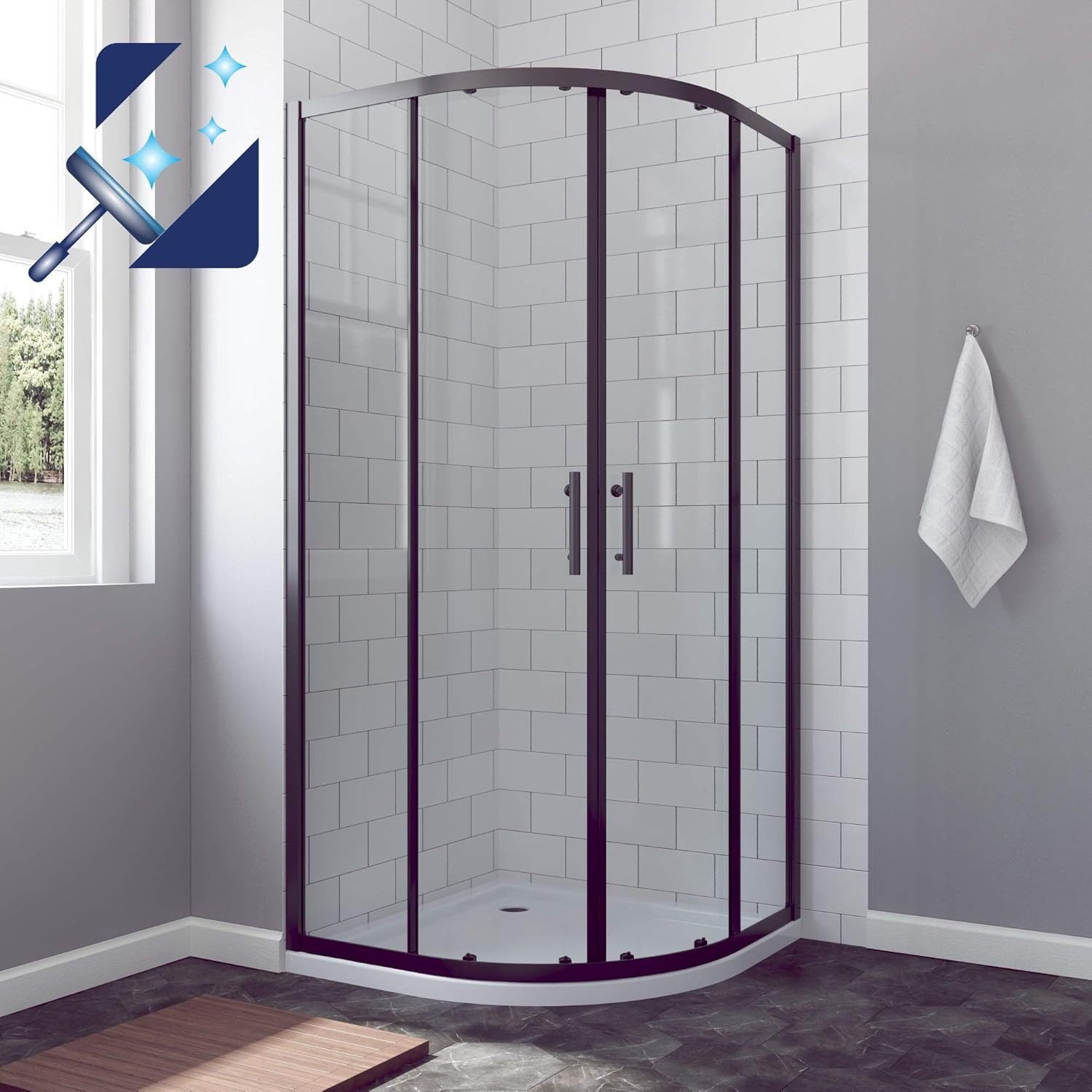 AQUABATOS Runddusche Duschkabine schwarz Viertelkreis Eckdusche günstig online kaufen