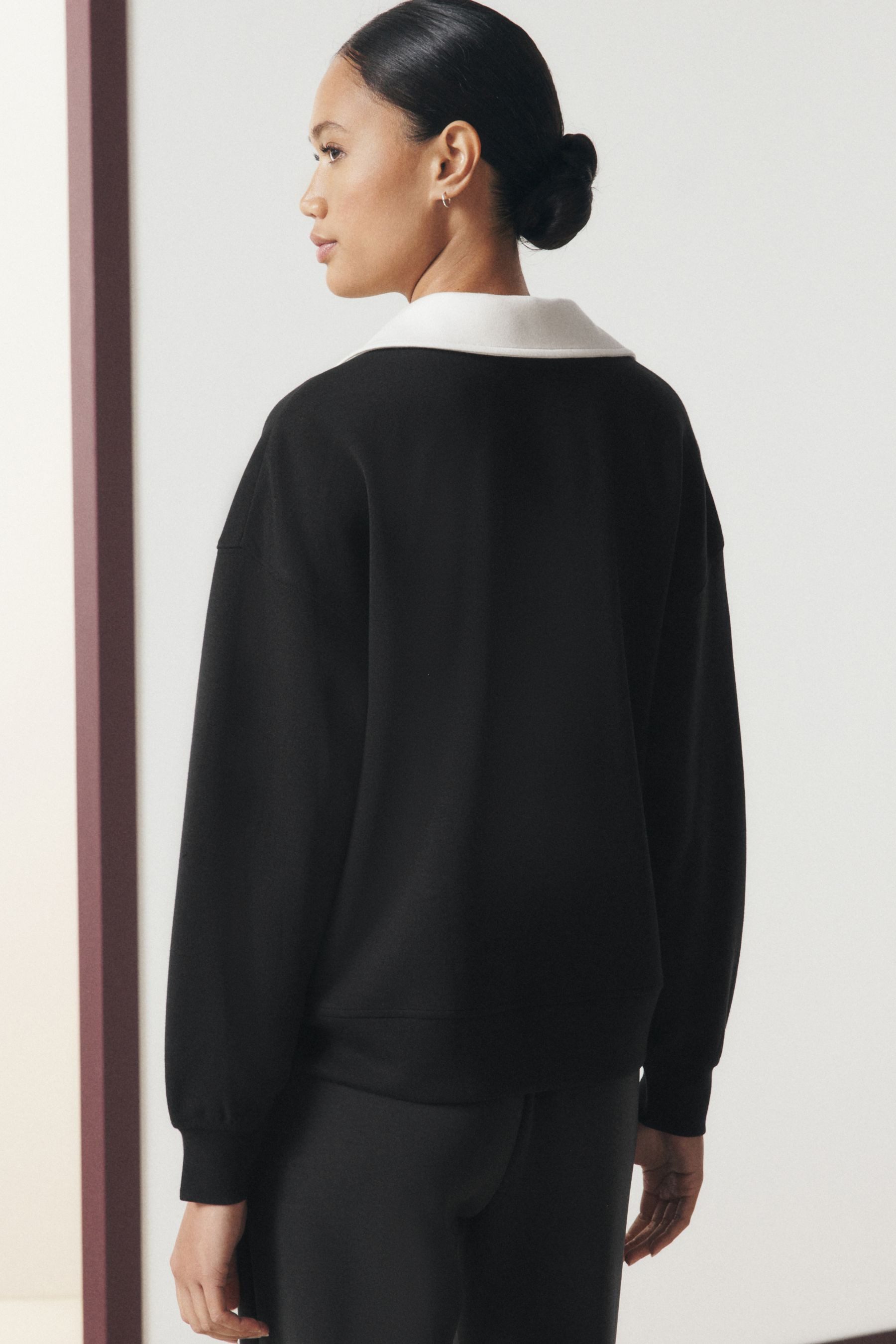 Next Sweater Fließendes Rugby-Sweattop mit Kontrastkragen (1-tlg)