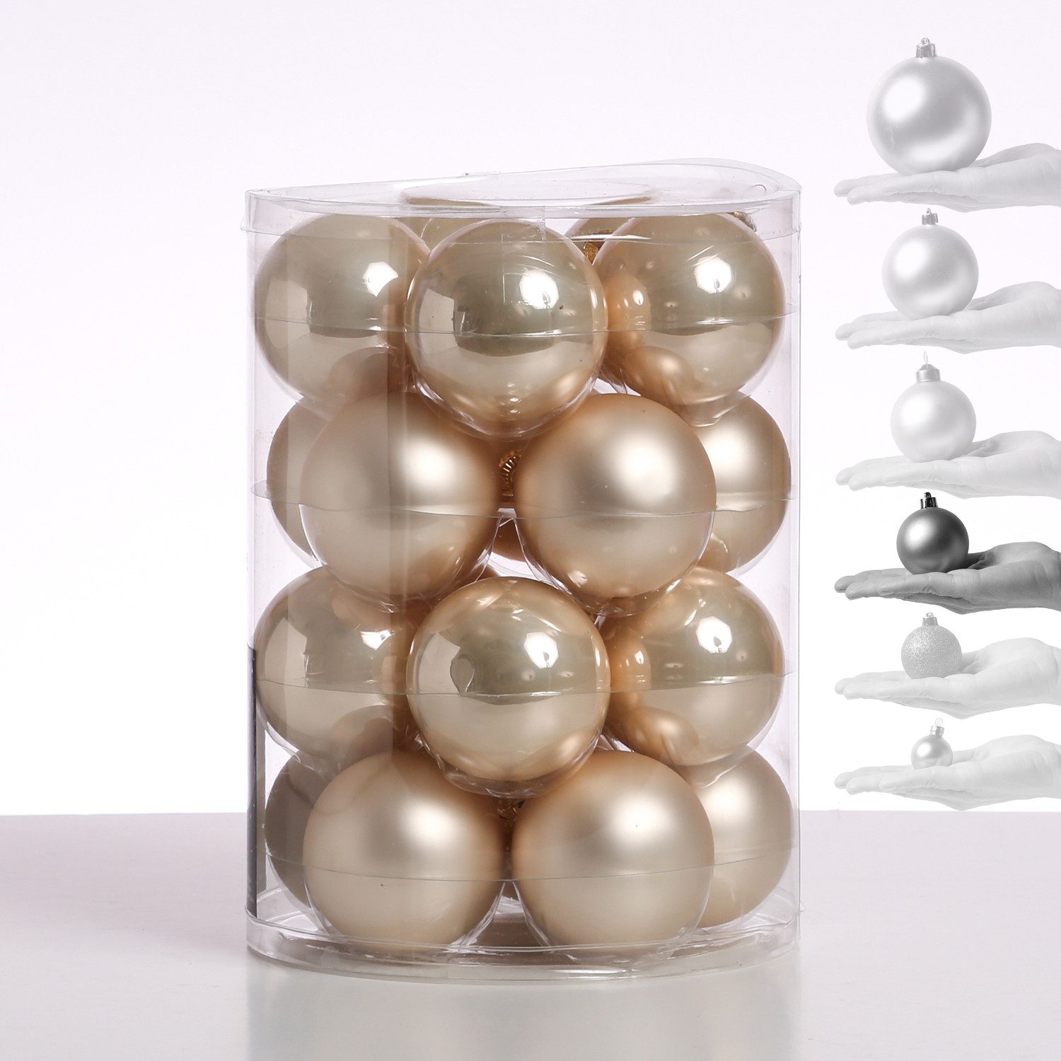 MARELIDA Weihnachtsbaumkugel Christbaumkugel Weihnachtskugel Glas D: 6cm creme 20er Set (20 St)