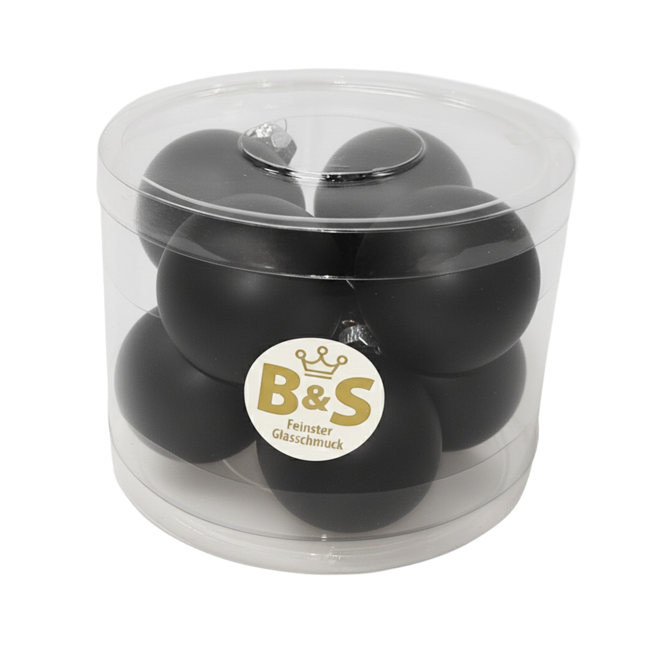 B&S Weihnachtsbaumkugel Baumschmuck Schwarz matt 8 Stück Ø 6 cm Glas