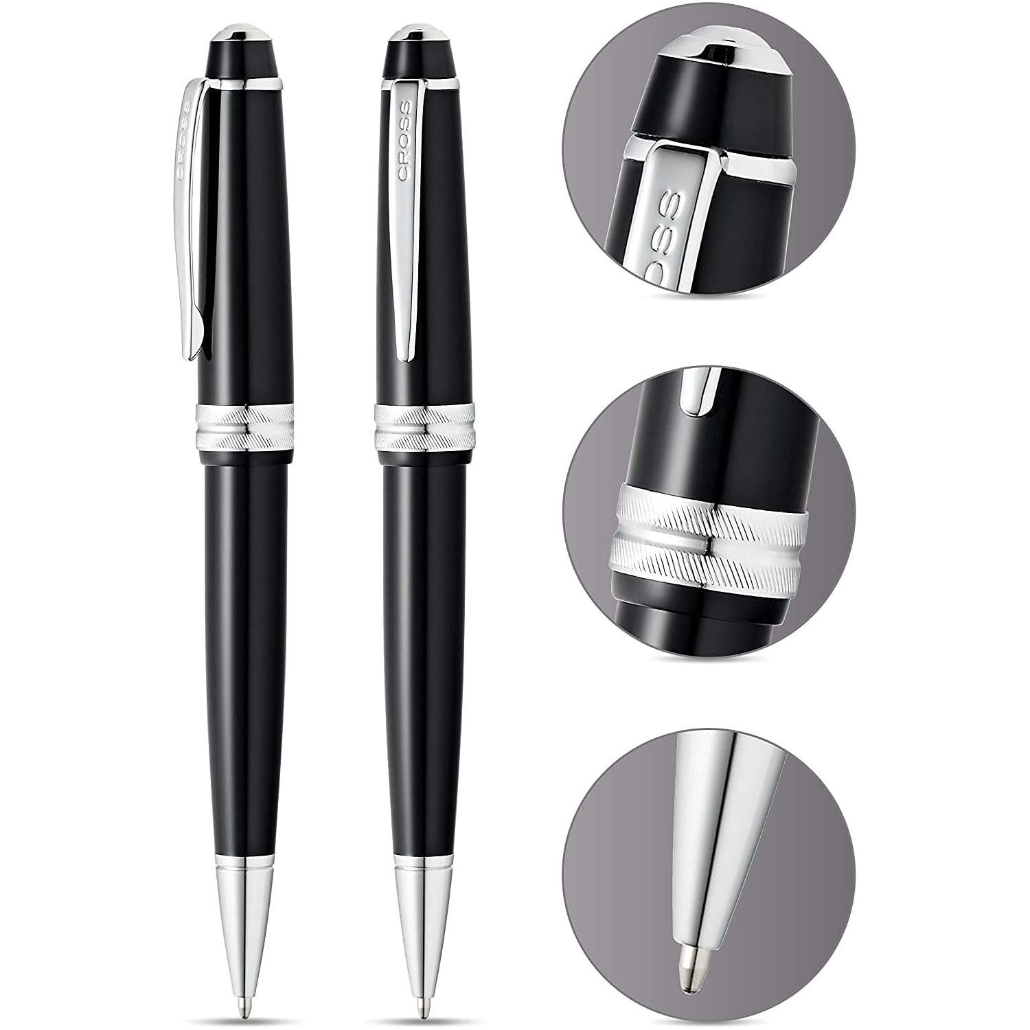 CROSS-USA Kugelschreiber CROSS Kugelschreiber Bailey Light Schwarz-Lack/Chrom, aus Kunststoff