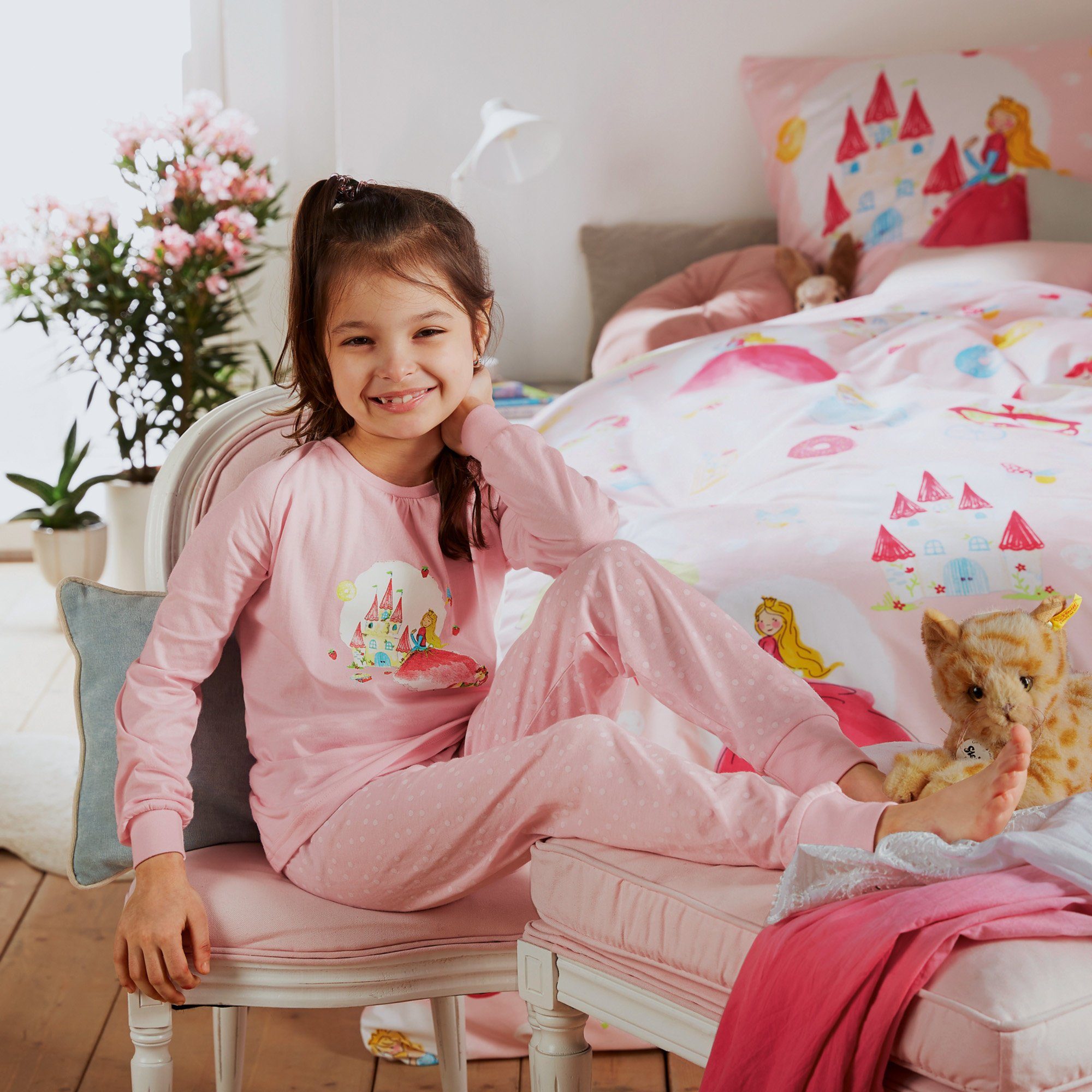Pyjama Single-Jersey Kinder-Schlafanzug Erwin Müller Punkte