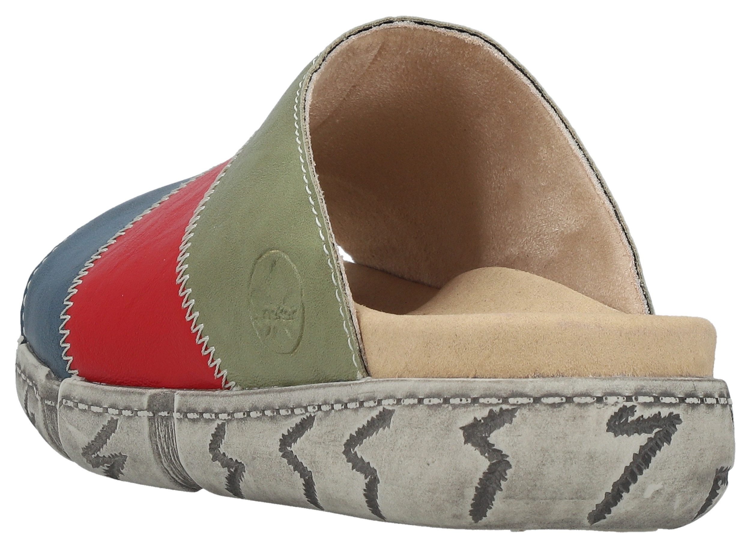 Rieker Pantolette Sommerschuh, Hausschuh in Patchwork-Optik