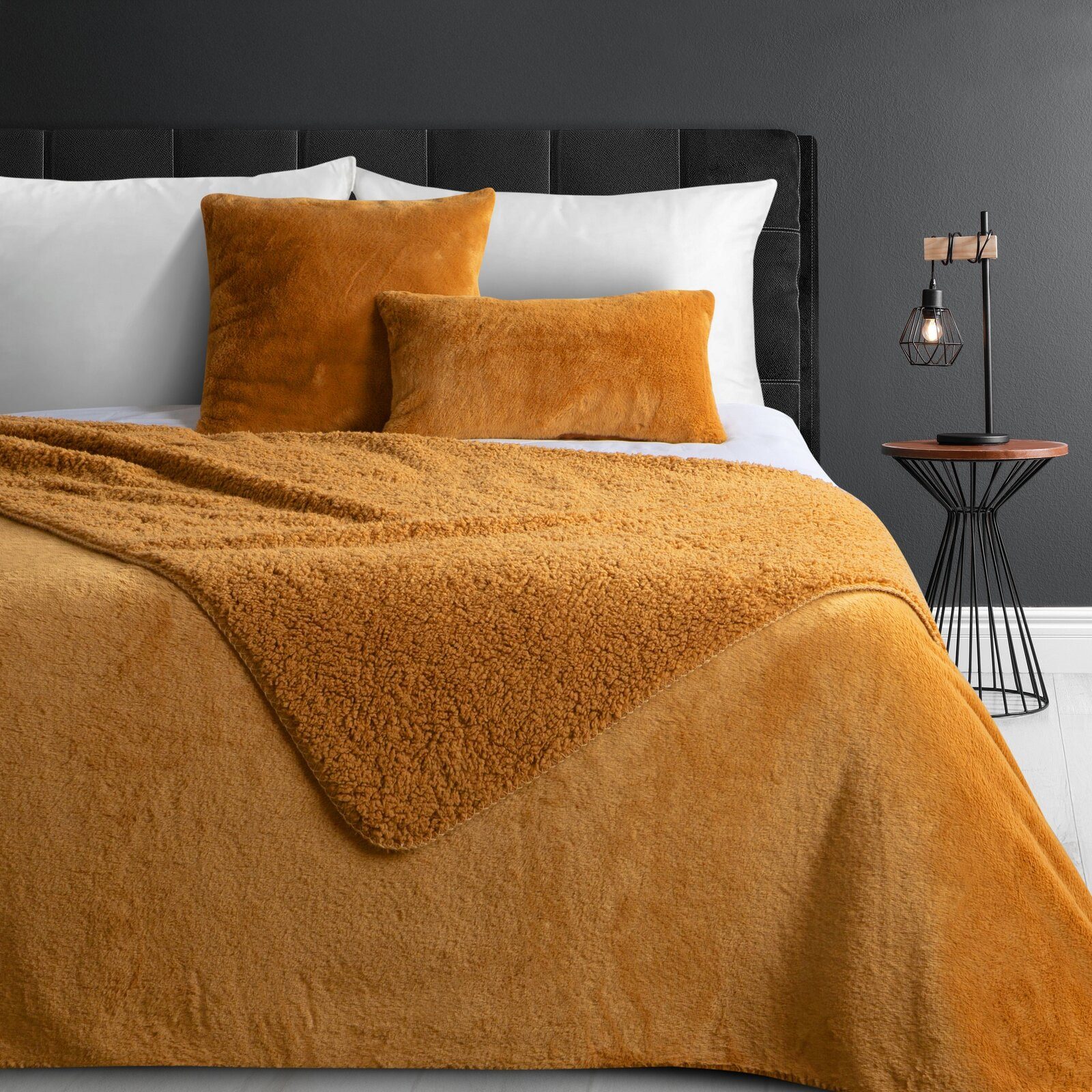 Eurofirany Tagesdecke Fellbettüberwurf NINA, Felloptik, eleganter Überwurf für Bett & Sofa beidseitig, kuschelweich