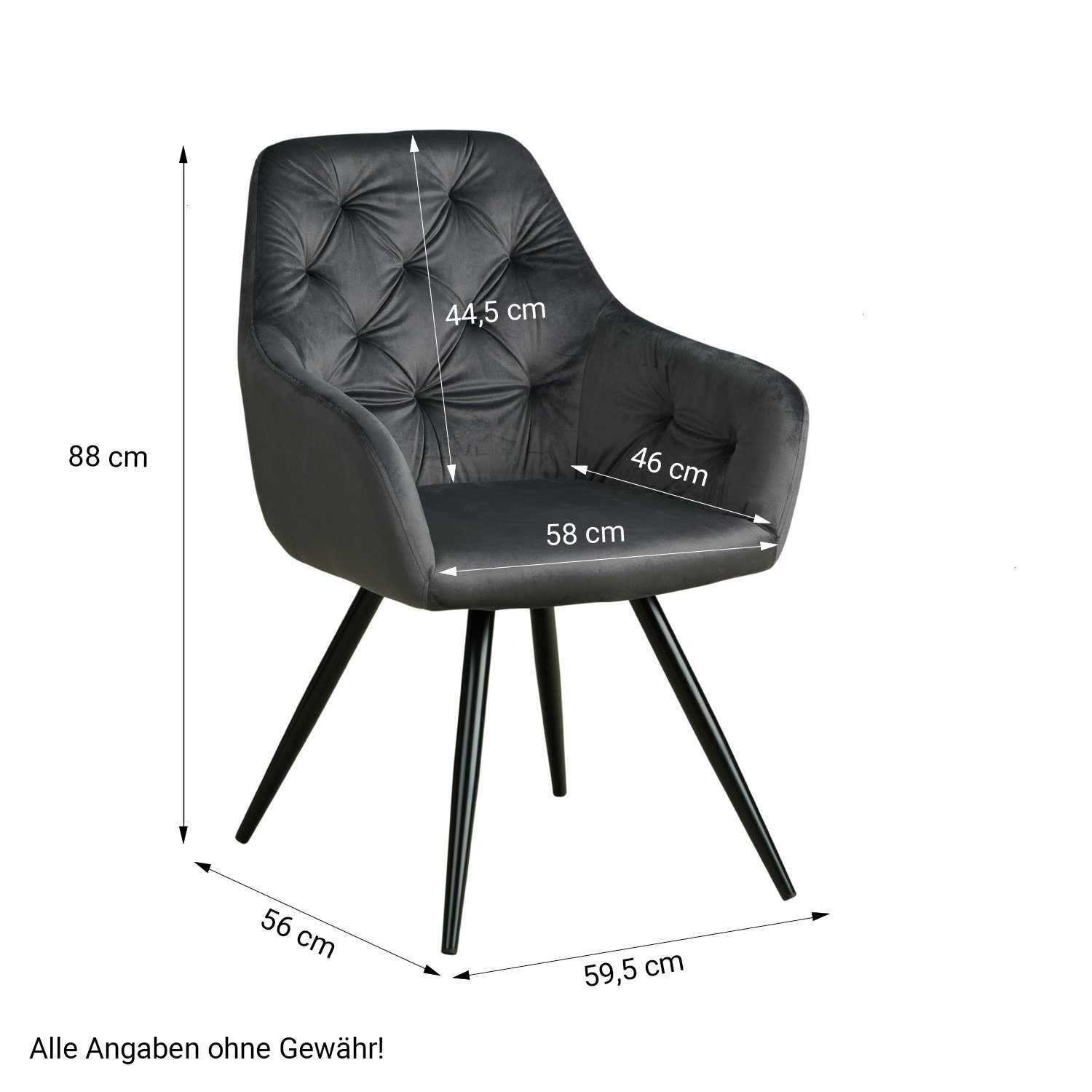 Esszimmerstuhl Stuhl Sessel Küchenstuhl Grau (kein Set) Homestyle4u Samt Esszimmerstuhl