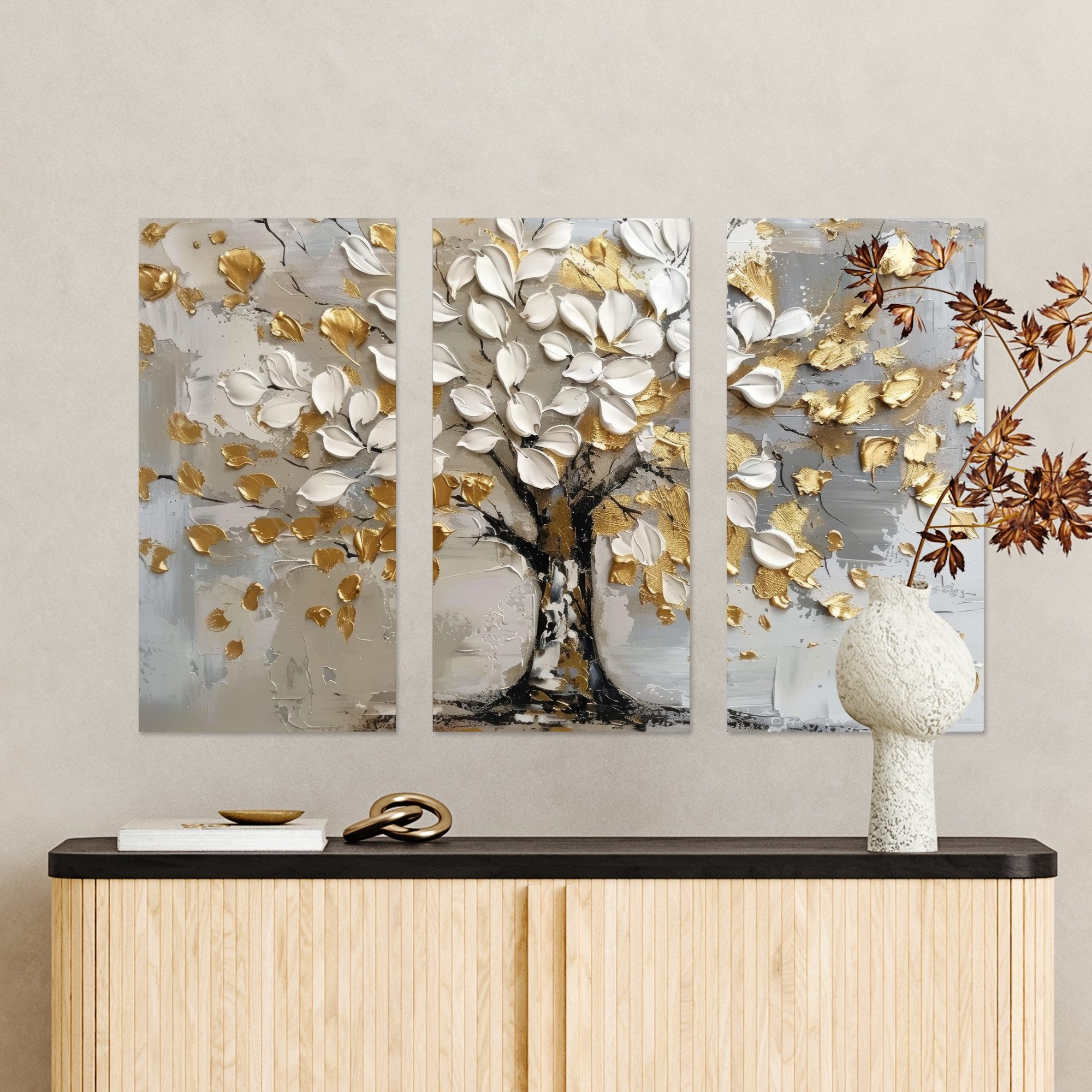 MuchoWow Leinwandbild Baum - Weiß - günstig online kaufen