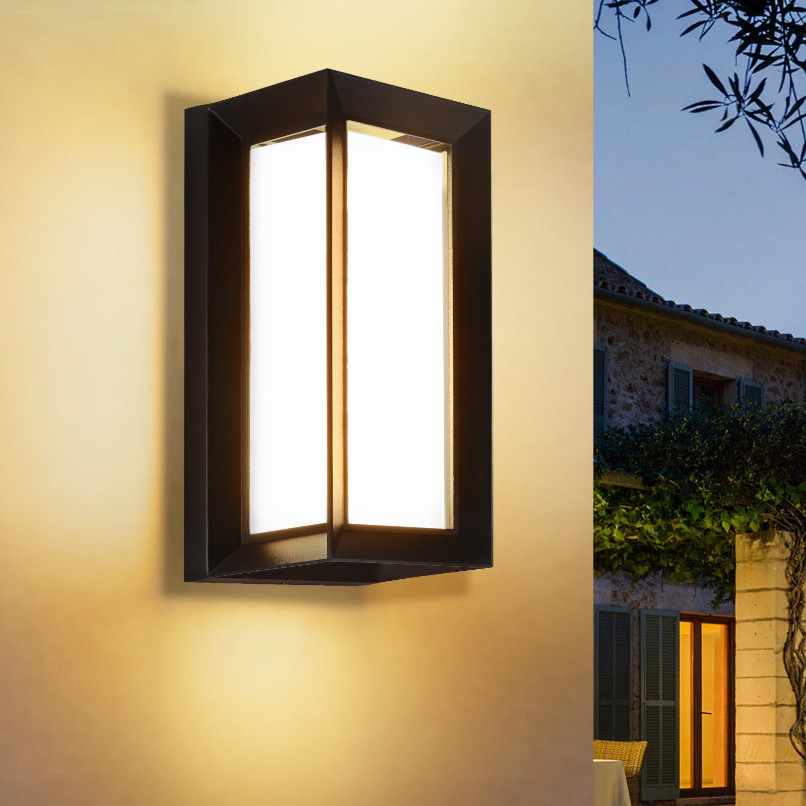 BlingBin LED Wandleuchte Wandlampe Außenwandleuchte Wasserdichte Terrassenlampe, Energieeffizient, LED wechselbar, warmes Licht, LED Außenleuchte Aluminium, für Garten, Flur, Terrasse