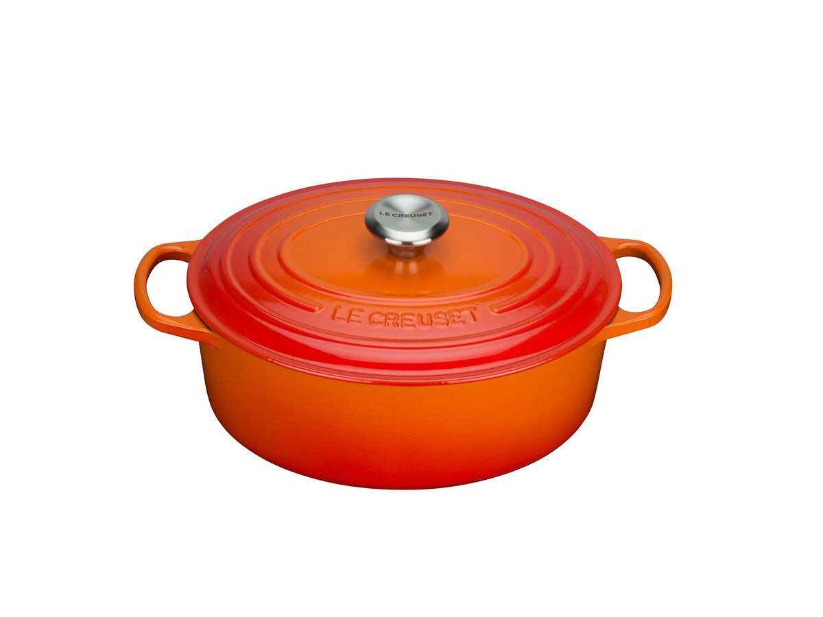 LE CREUSET Bräter Bräter mit Deckel 31 cm Signature Ofenrot, Emailliertes Gusseisen