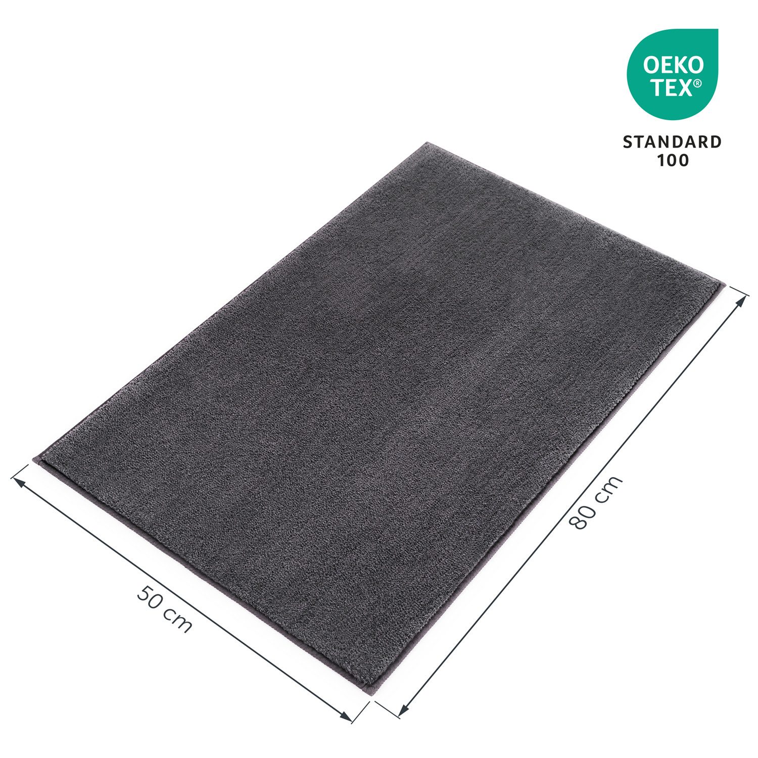 Blumtal Badematte rutschfester und weicher Badezimmerteppich, rutschsicher, strapazierfähig, waschbar, Polyester, Badvorleger in 50x80 cm - waschbar