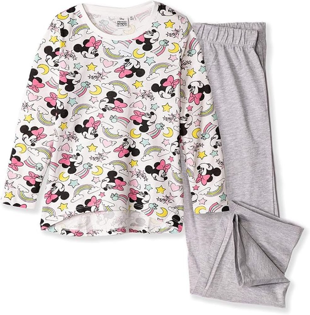 Disney Minnie Mouse Schlafanzug MINNIE MOUSE Pyjama langer Mädchen Schlafanzug 2-8 Jahre (Zweiteilger Kinder Pyjama) Langer Mädchen Schlafanzug