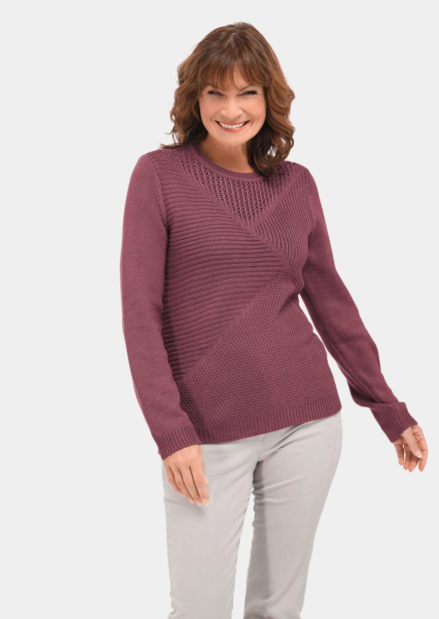 Strickpullover Kurzgröße: Eleganter Glanzpullover, Ajourmuster