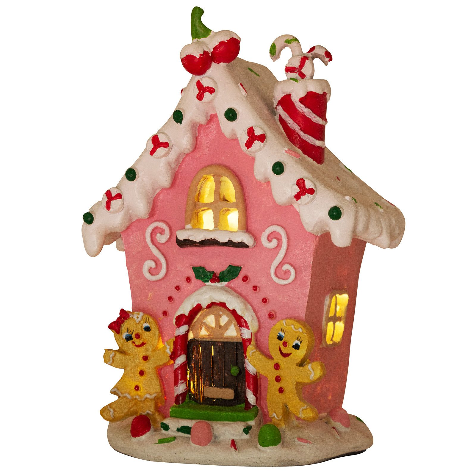 Christmas Paradise Weihnachtshaus Lebkuchenhaus 20cm mit LED Weihnachtliche Аксессуары для дома, Pfefferkuchenhaus, Rosa bunt mit Glitzer