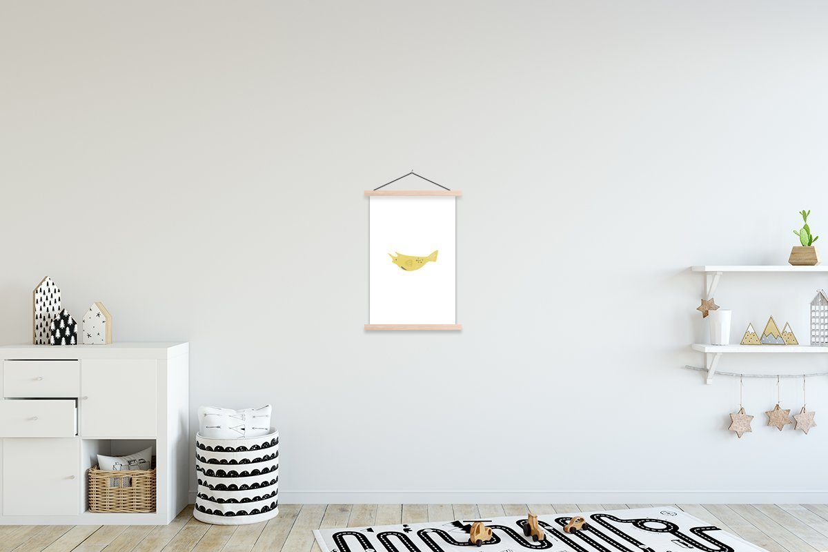 MuchoWow Poster Pastell - Fisch - Gelb, (1 St), Posterleiste, Textilposter für Wohnzimmer, Bilderleiste, Magnetisch