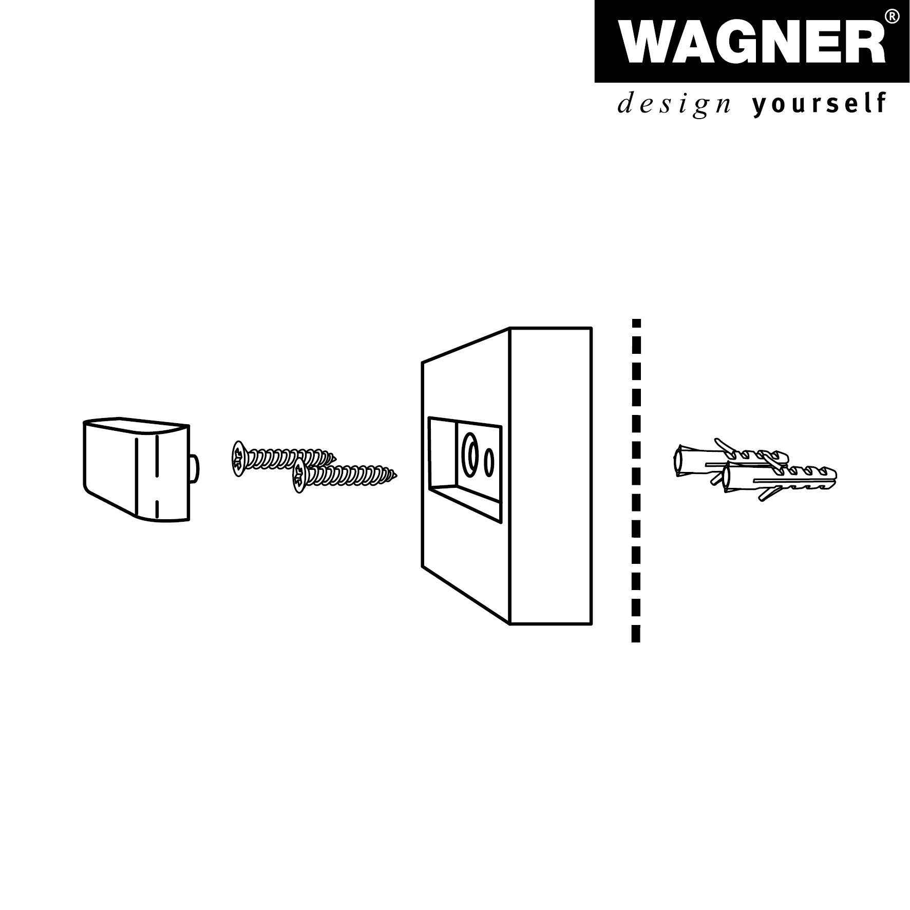 WAGNER design yourself Wandtürstopper Wandtürstopper SCREW OR GLUE eckig - diverse Größen und Farben, aus Metall in Edelstahl-Optik gebürstet, Puffer Kautschuk, zum Schrauben oder Kleben