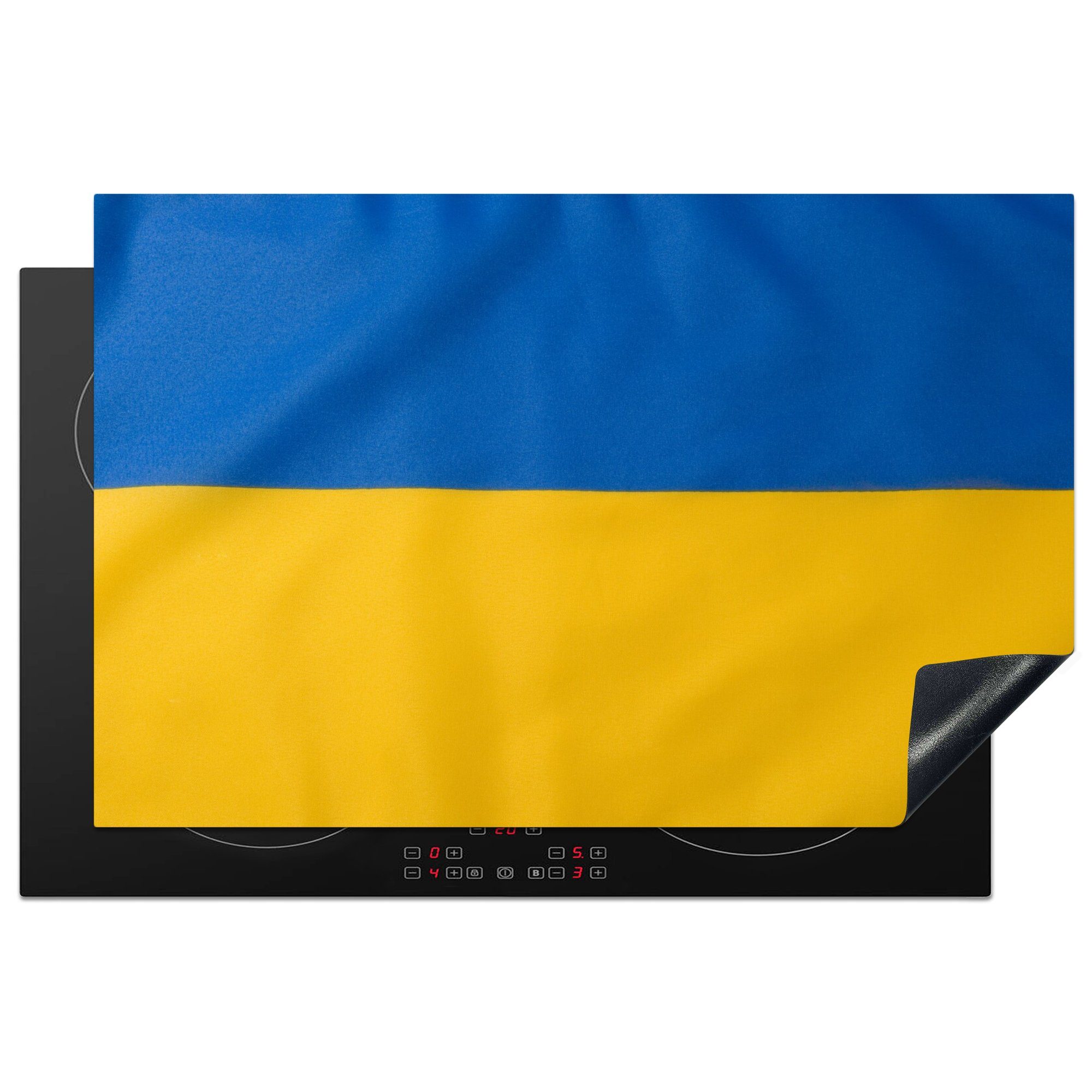 (1 küche, der Nahaufnahme für 81x52 cm, MuchoWow tlg), Vinyl, Schutz der Flagge die Ukraine, Induktionskochfeld Ceranfeldabdeckung Herdblende-/Abdeckplatte