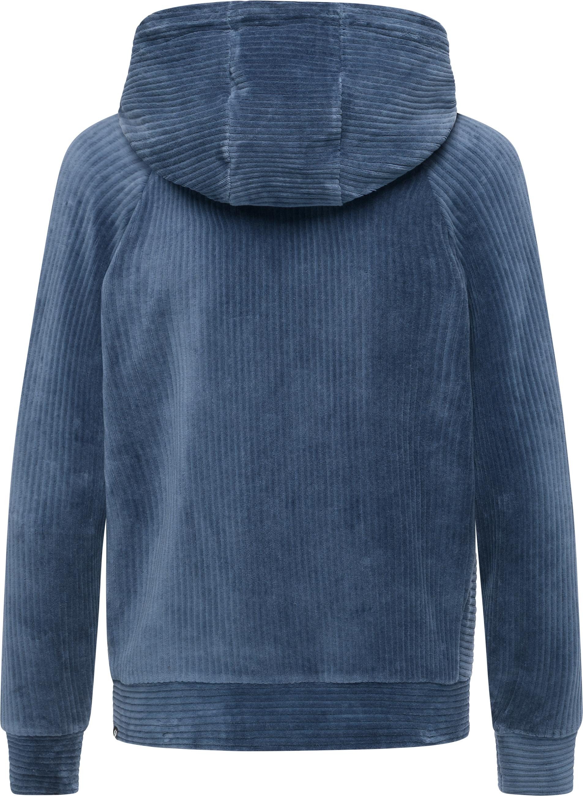 Ragwear Sweatjacke Corduly Cordy Freizeitjacke Zip-Hoodie aus weichem Kord in Samt-Haptik