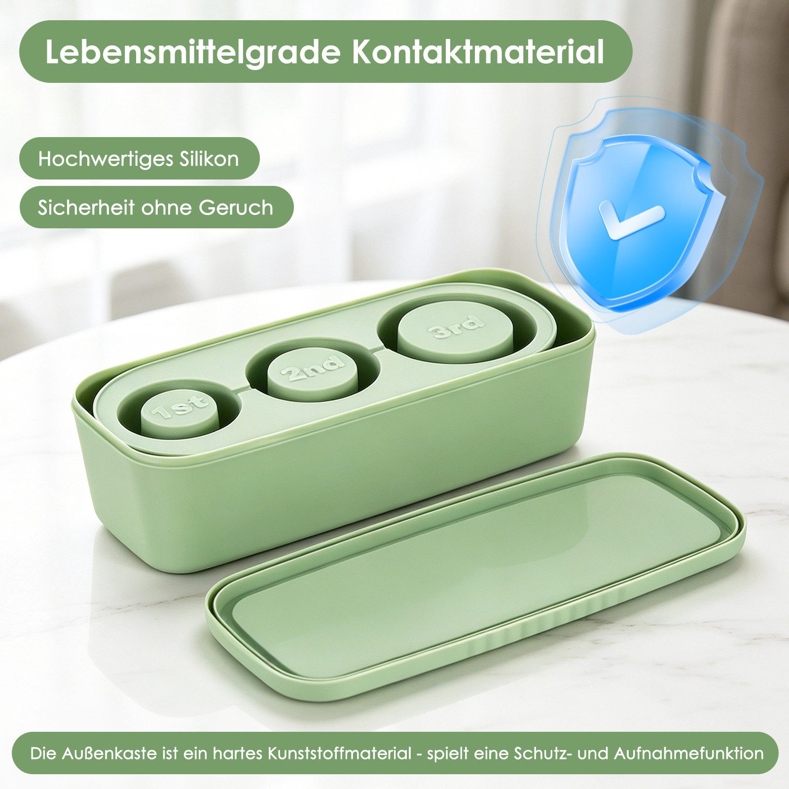 BlingBin Eiswürfelform 3 Fach Eiswürfelbehälter Silikon mit Deckel, Stanley Cup Eiswürfel, (1er Set 1-tlg), Wiederverwendbare Eiswürfelschale für 20-40 oz, Cocktails, Whisky