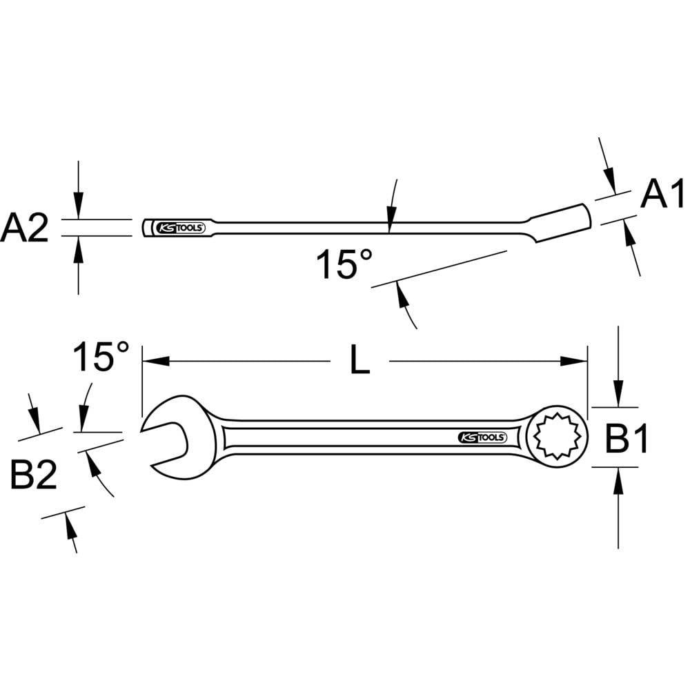 KS Tools Ringschlüssel CHROMEplus Ringmaulschlüssel, abgewinkelt, 16mm