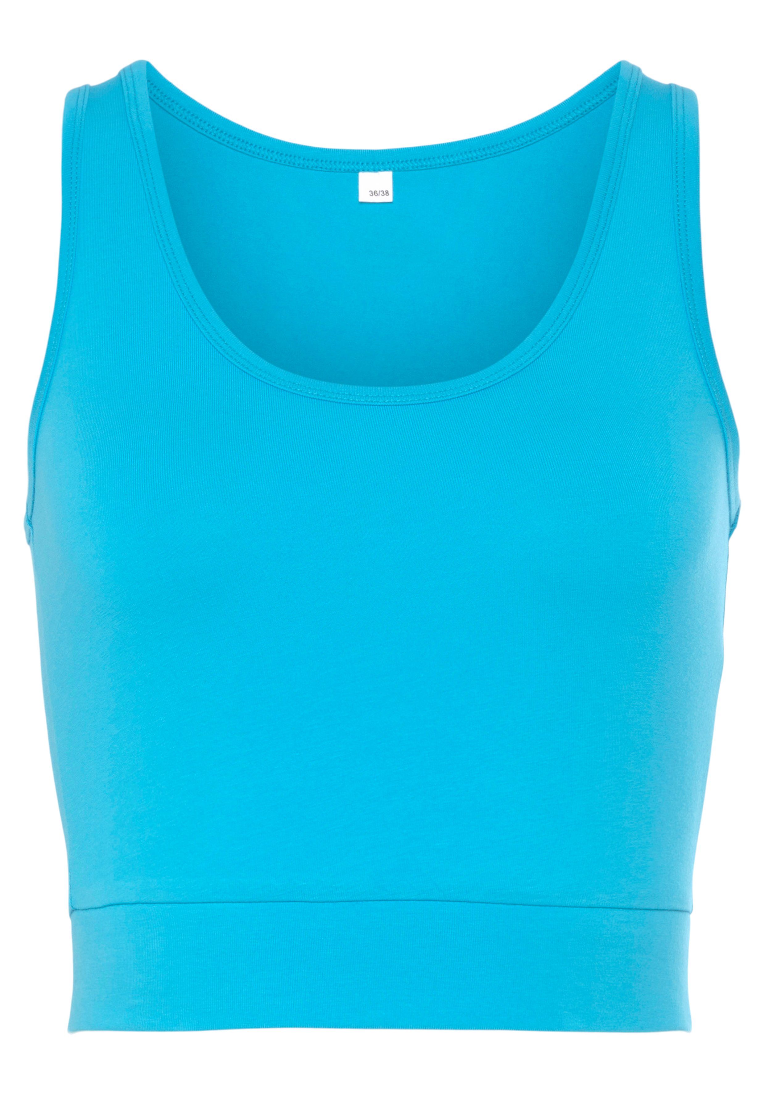 ACTIVE -Basic-Crop-Top Sporttop türkis mit Trägern breiten LASCANA