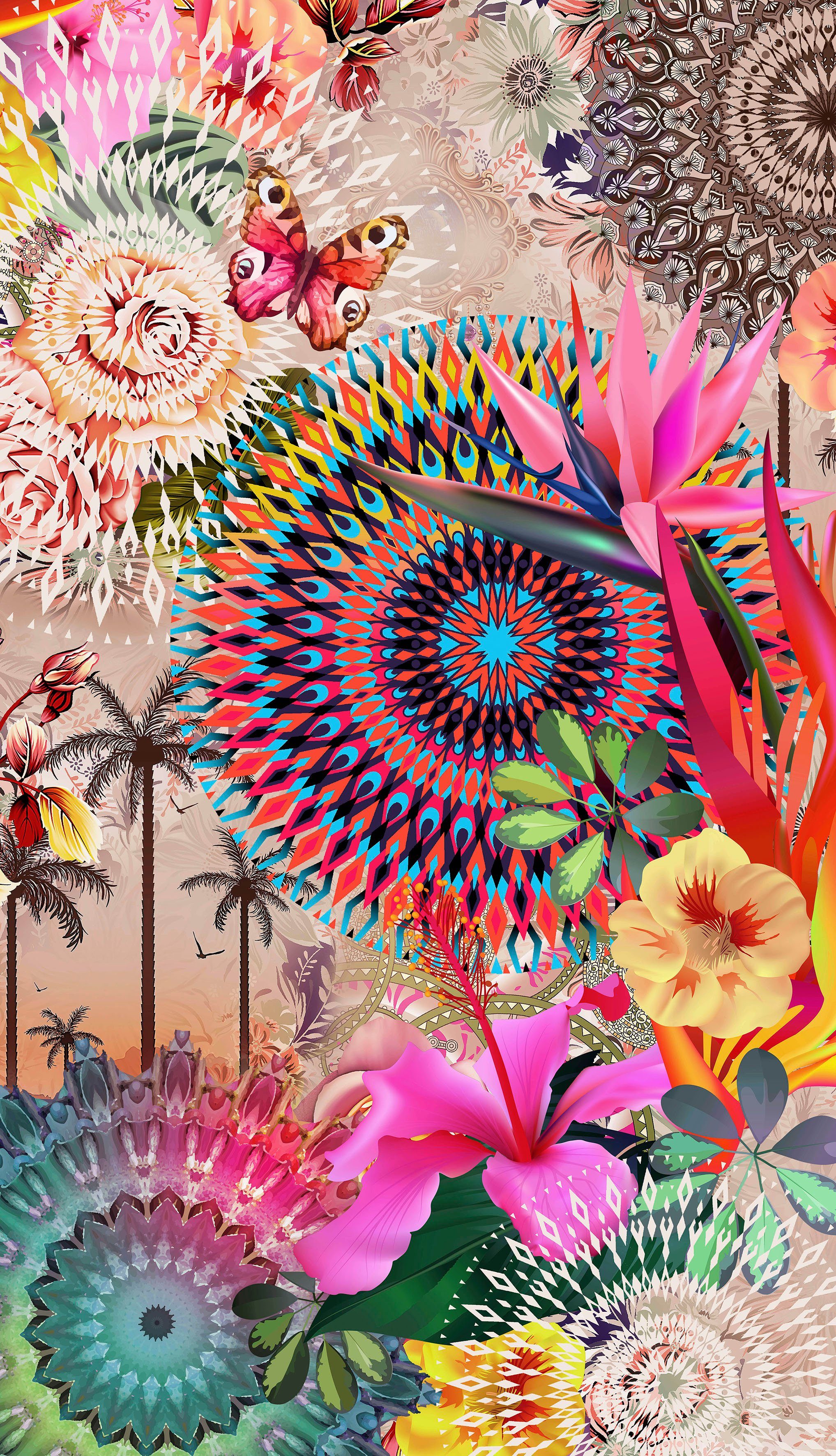 hip Strandtuch Maelli, Frotteevelours (1-St), 100% Baumwolle, Velours, 100x180, Weich, Strand, Mandala, Sand, Bunt