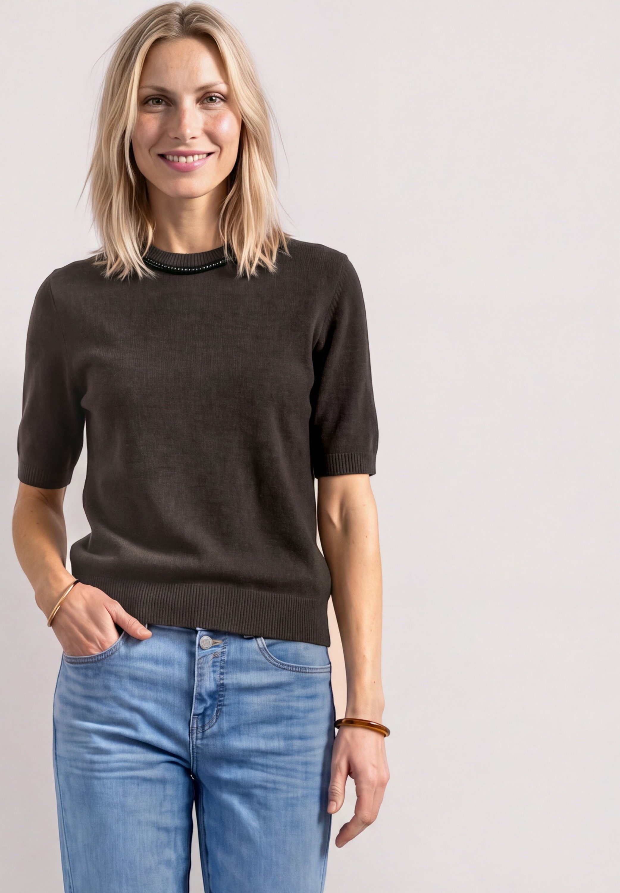 STREET ONE Kurzarmpullover Grobstrick