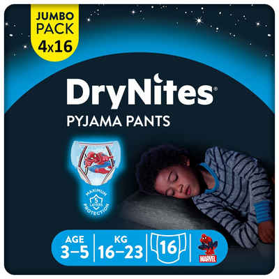 HUGGIES Windeln DryNites Nacht-Windeln Jungen 3-5 Jahre (16-23kg) 64 St., Bettnässen