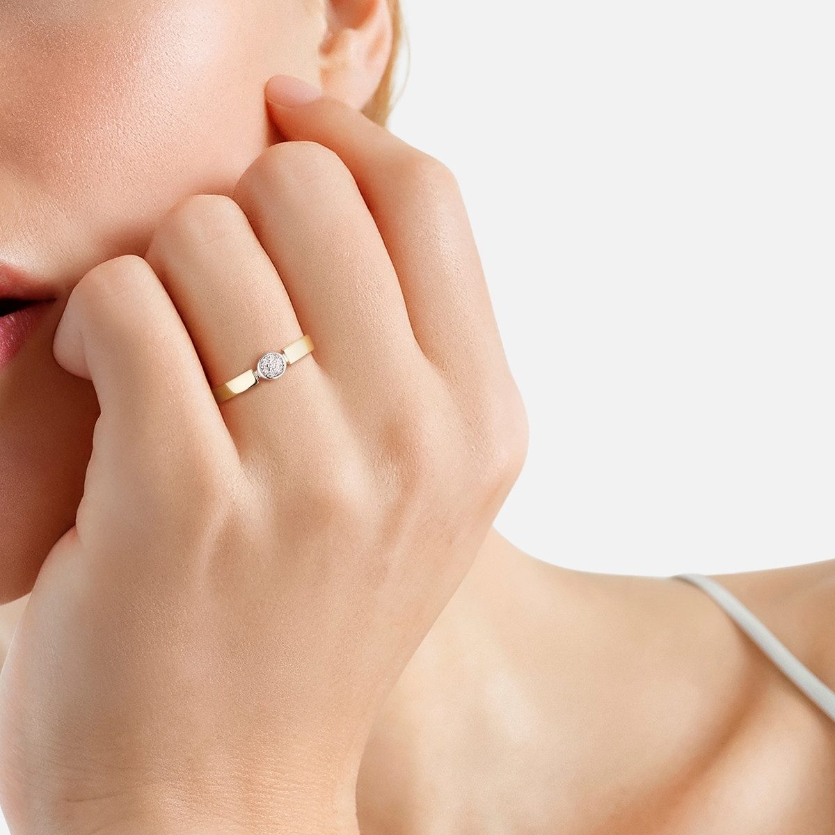 Rafaela Donata Silberring gelbgold, mit Zirkonia