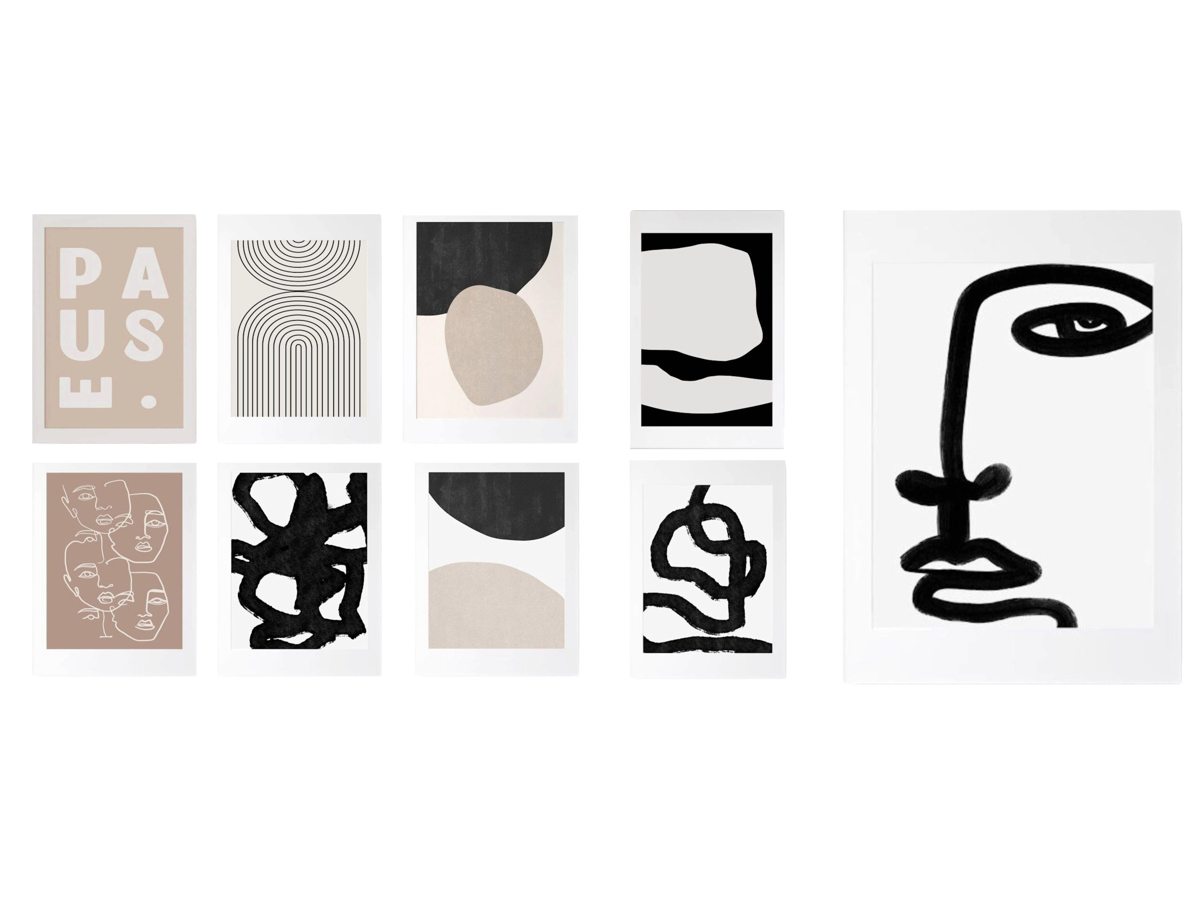JUSTGOODMOOD Poster Gesichter Linien und abstrakte Formen als Deko Print ohne Rahmen B 20, B (1 St)