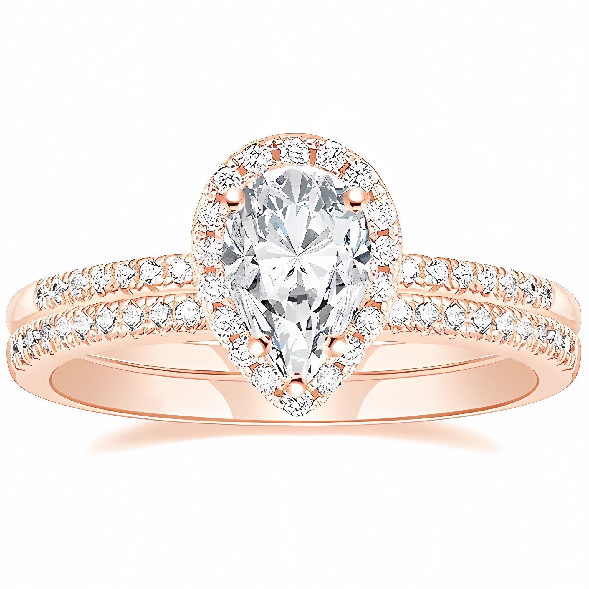 Jumpeak Diamantring Labordiamant 1.5 Karat,Goldener Ring Damen,585 Gold,Diamant Ring, D VVS2 2EX,Tropfenförmiger Diamant,Geschenk für Ehefrau,Ring Set
