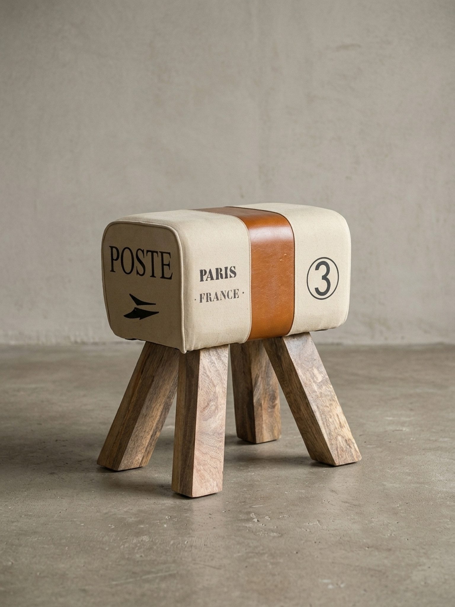 Sitzhocker Retro Hocker Canzas, handgefertigt, modernes Landhaus-Design