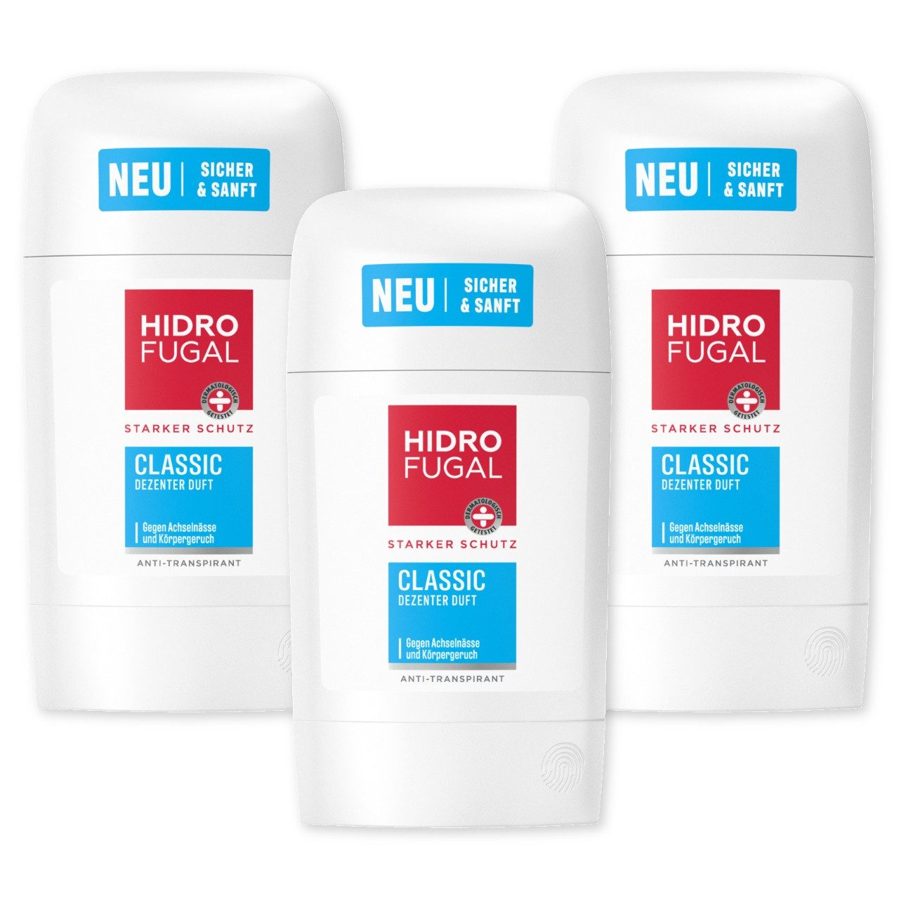 Hidrofugal Deo-Stift Deo Classic Stick 3 x 50ml Sanft zur Haut, 3-tlg.